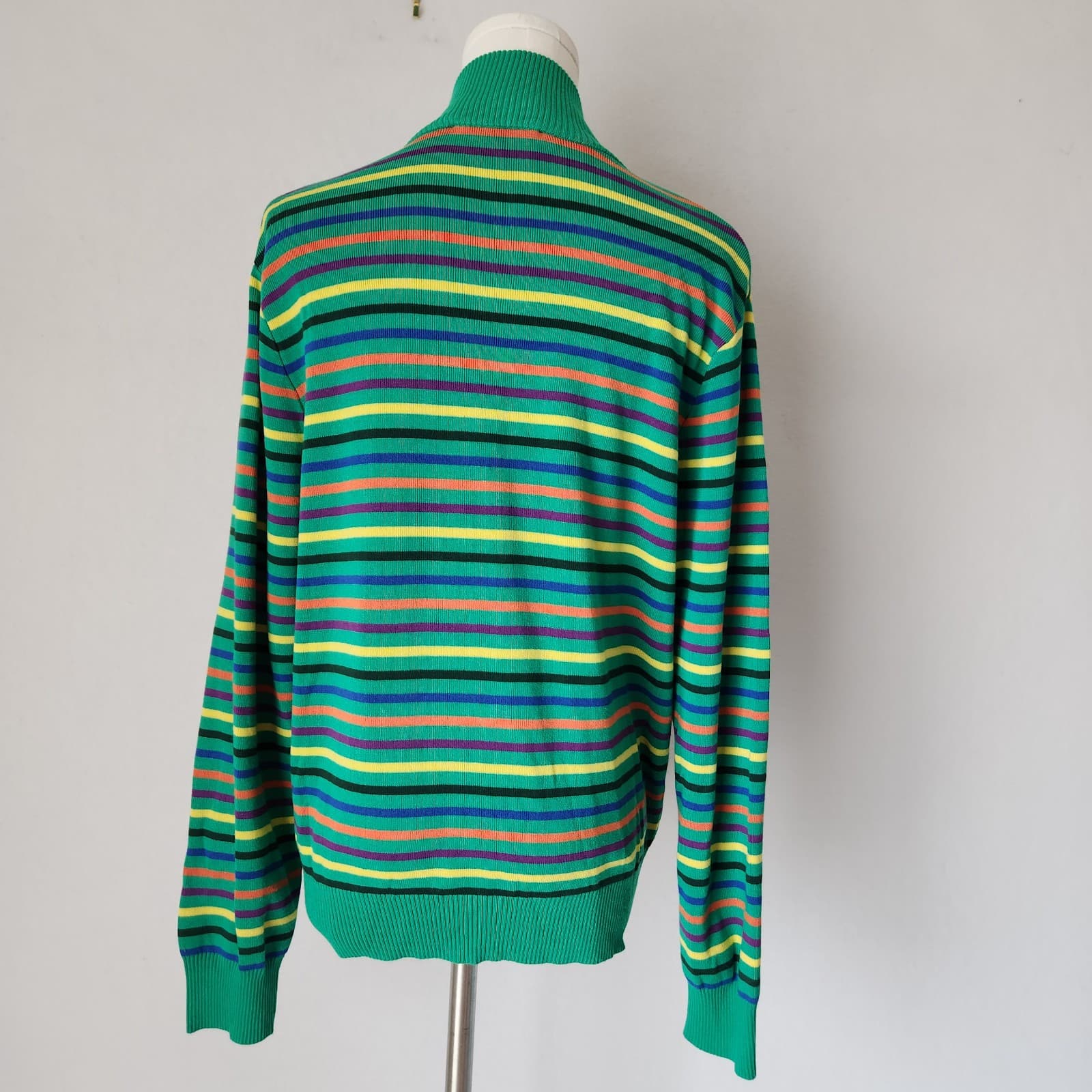 Teddy Fresh Multicolor Striped 1/4 Zip Sweater Mock Neck Viscose Blend Women's M - Thumbnail 7