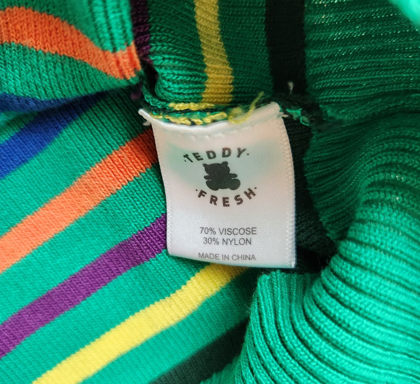Teddy Fresh Multicolor Striped 1/4 Zip Sweater Mock Neck Viscose Blend Women's M - Thumbnail 9