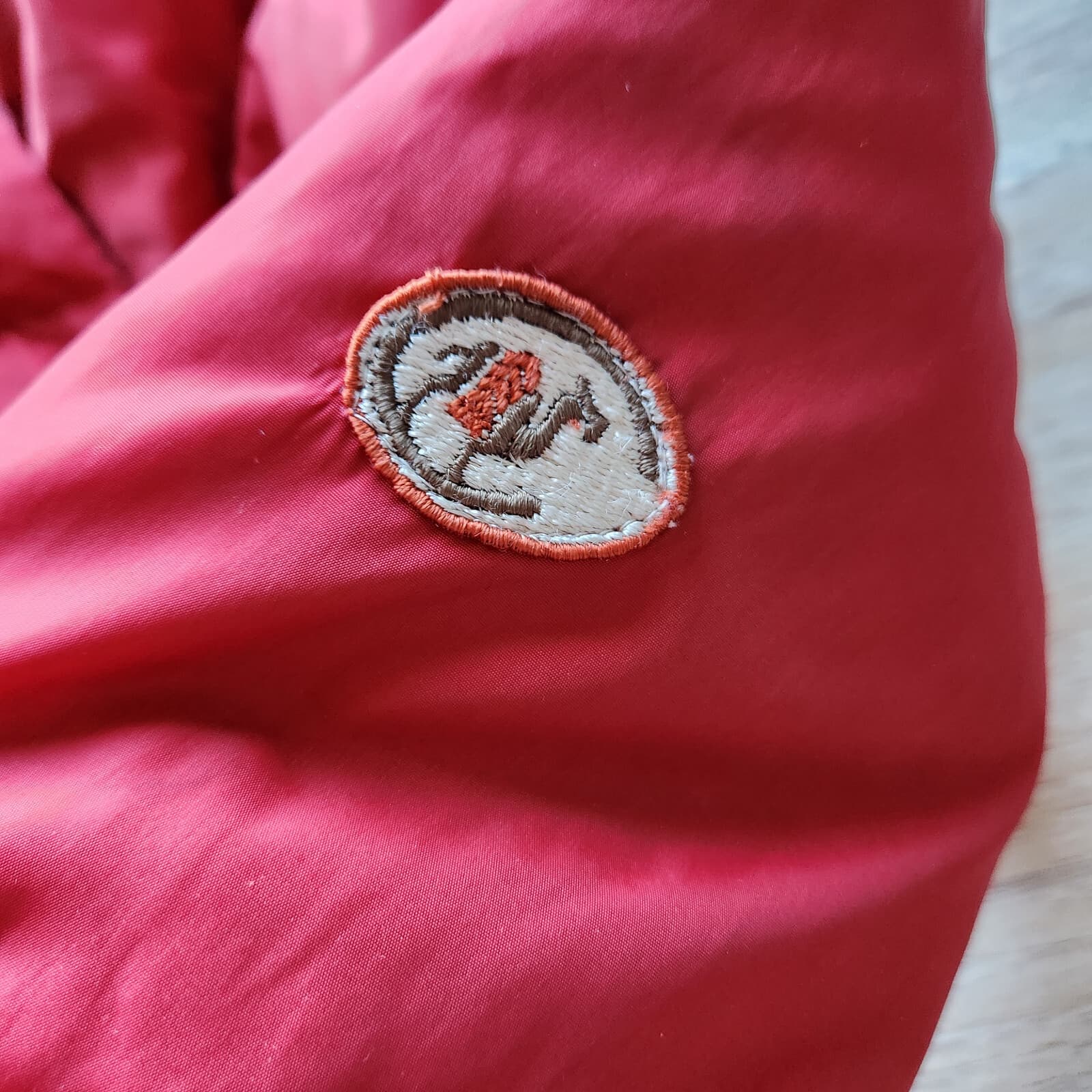 Vintage Camel Goose Down Feathers Puffer Jacket Men Medium Zip/Snap Pocket Red - Thumbnail 4