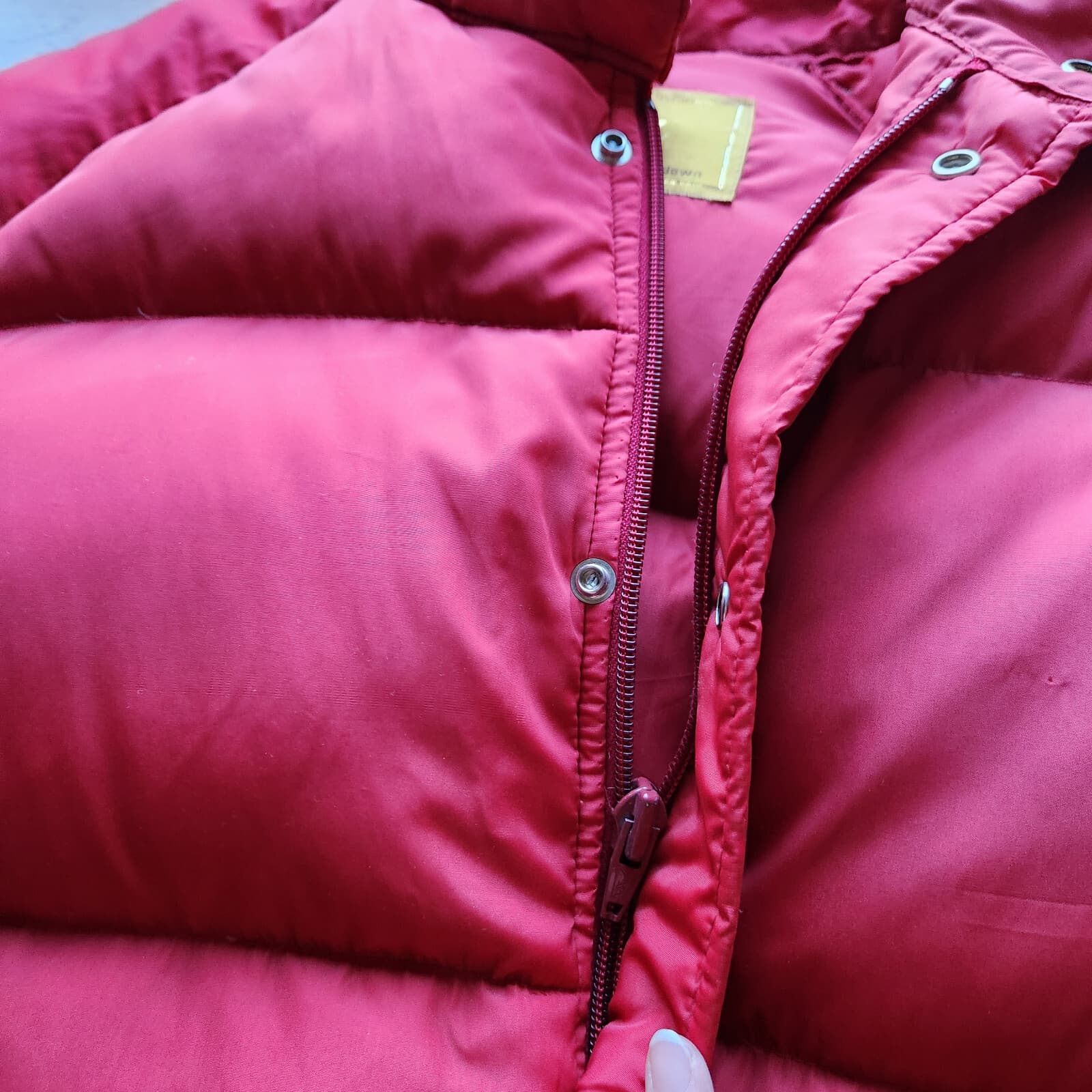 Vintage Camel Goose Down Feathers Puffer Jacket Men Medium Zip/Snap Pocket Red - Thumbnail 6
