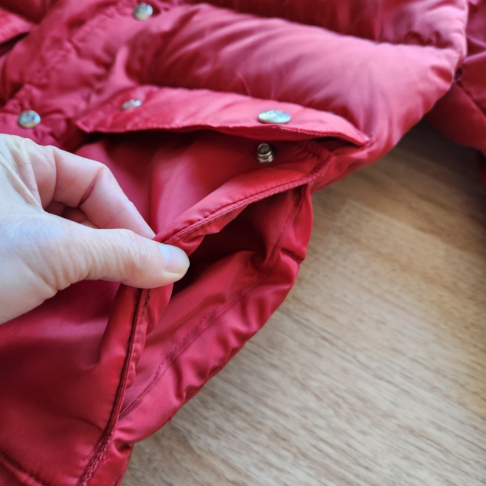 Vintage Camel Goose Down Feathers Puffer Jacket Men Medium Zip/Snap Pocket Red - Thumbnail 7