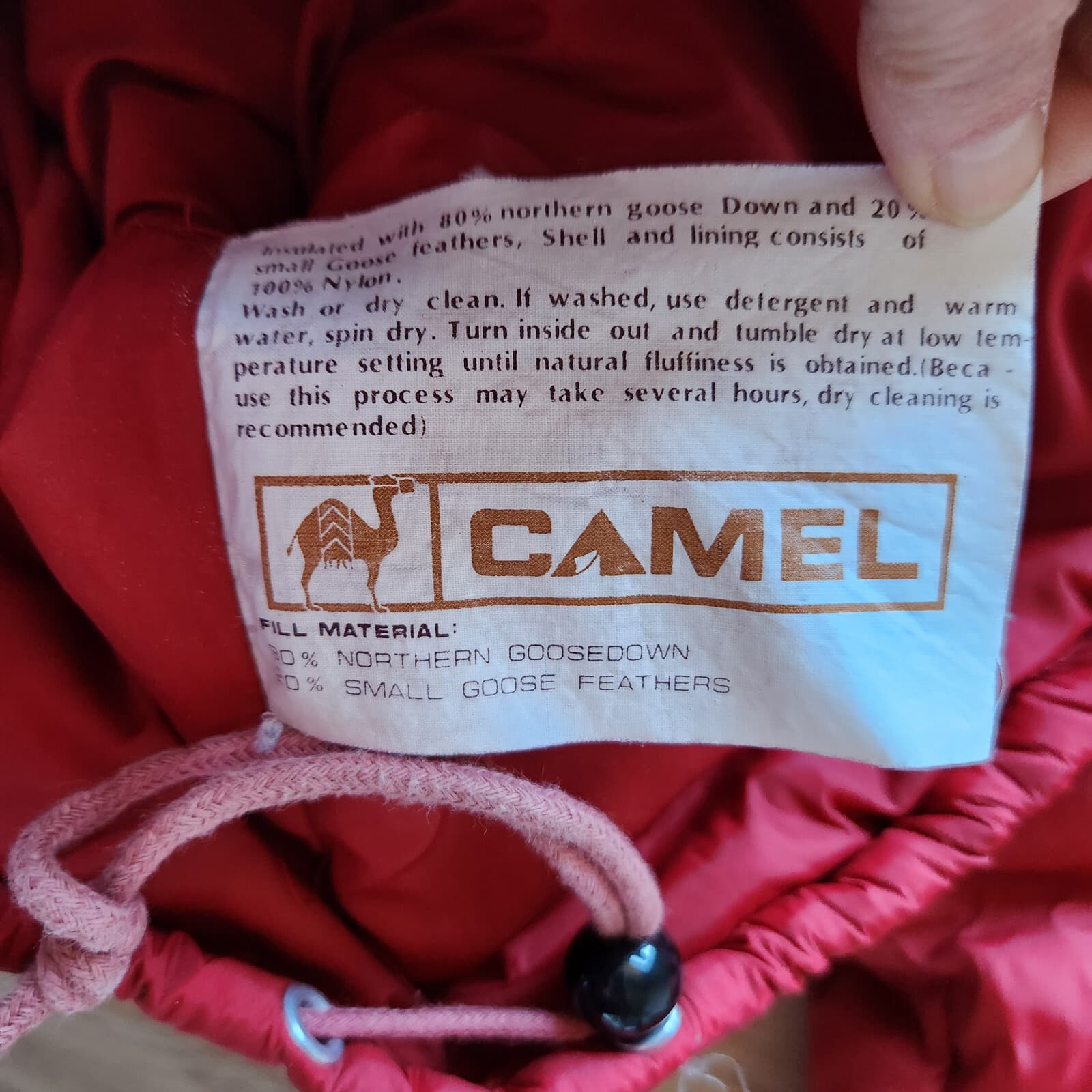Vintage Camel Goose Down Feathers Puffer Jacket Men Medium Zip/Snap Pocket Red - Thumbnail 9
