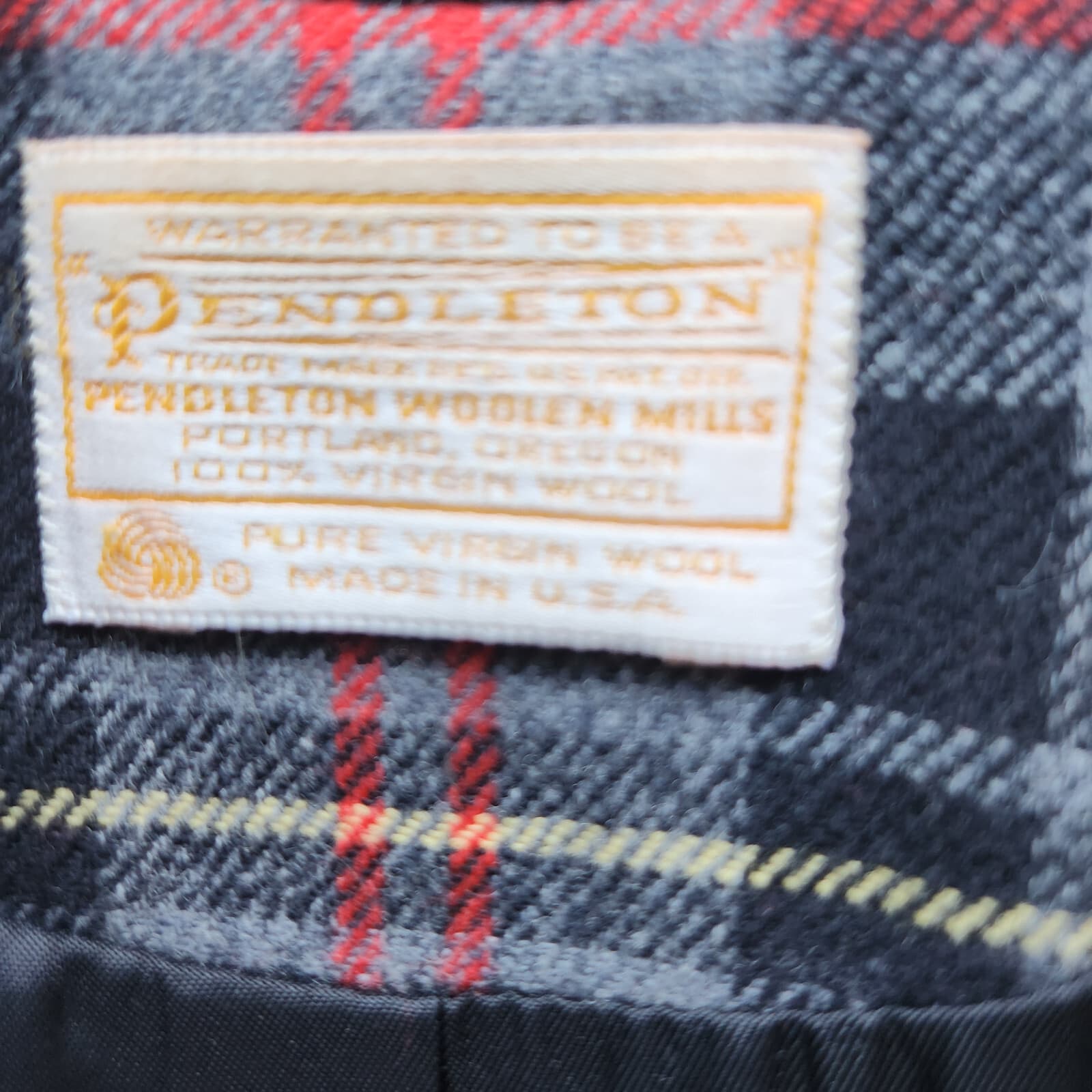 Vintage'50s Pendleton Wool Plaid Blazer Velvet-Collar Multicolor Women 18 USA - Thumbnail 7