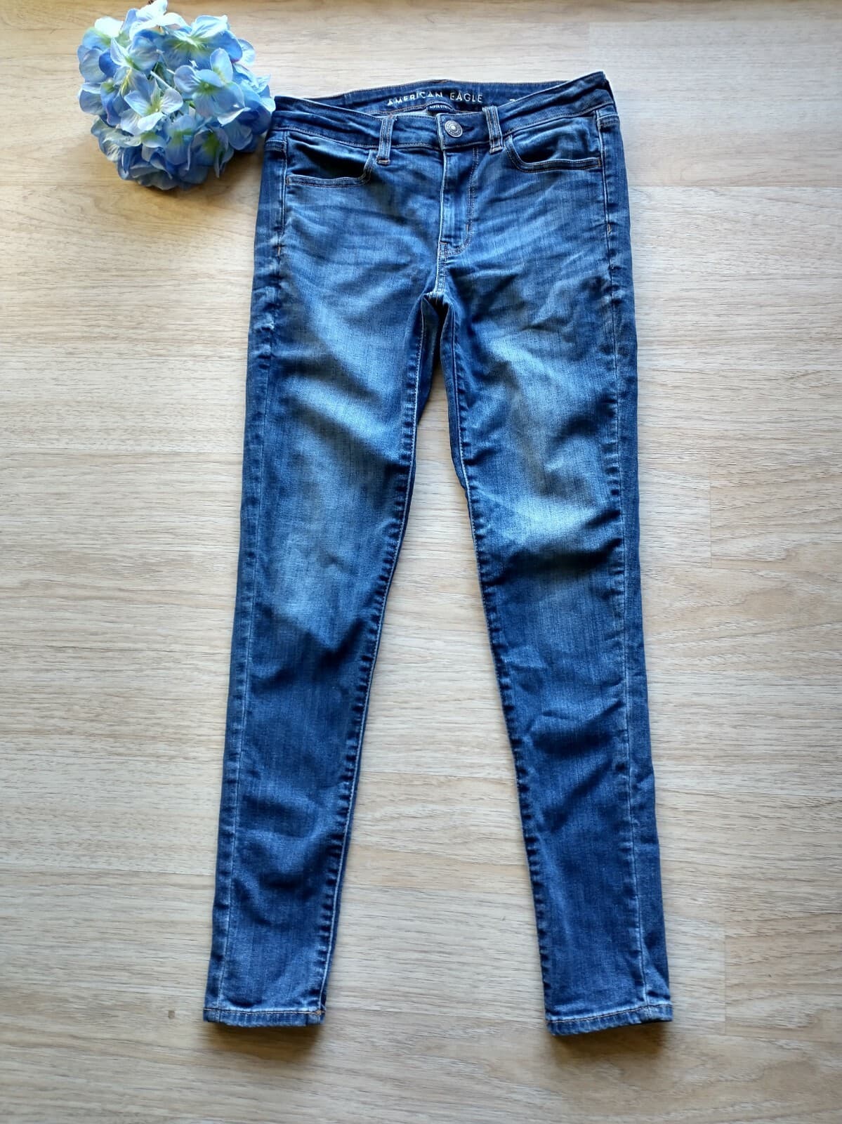 American Eagle Jegging Super Stretch Skinny Jeans Medium Wash Blue Women Sz.6 - Thumbnail 2