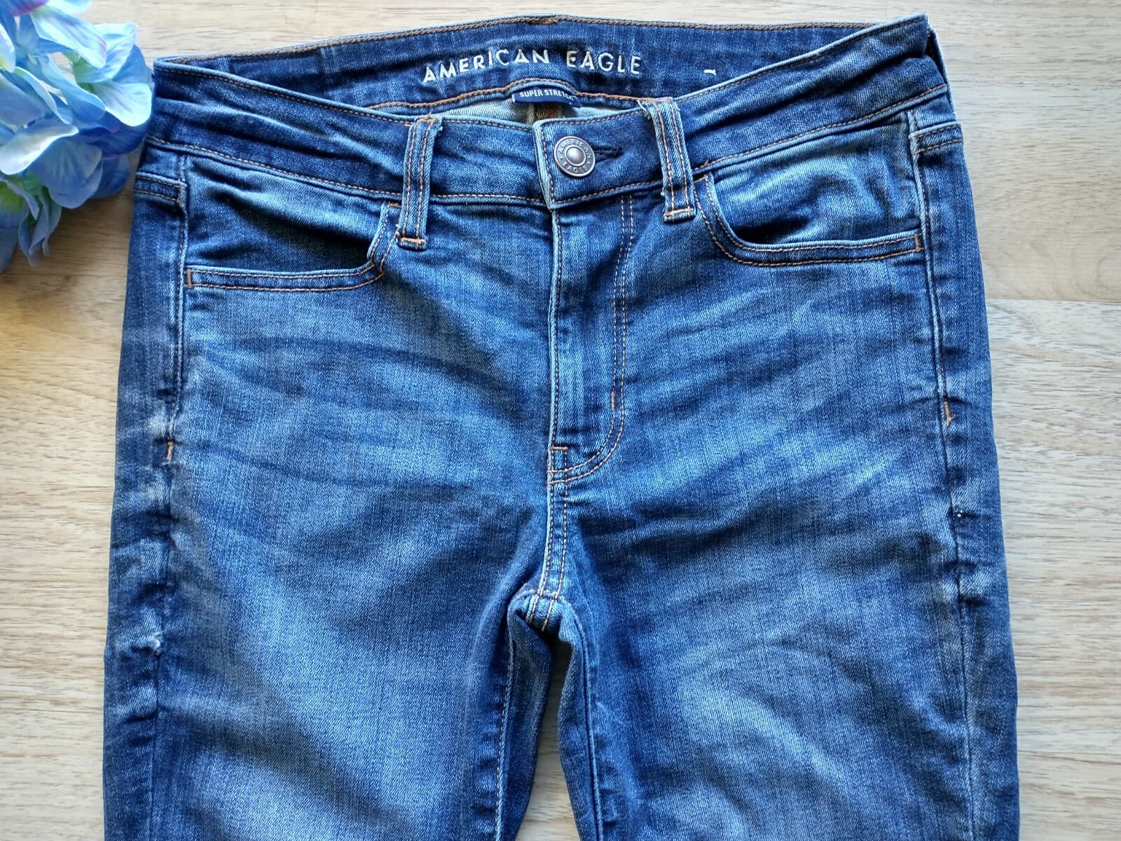 American Eagle Jegging Super Stretch Skinny Jeans Medium Wash Blue Women Sz.6 - Thumbnail 4