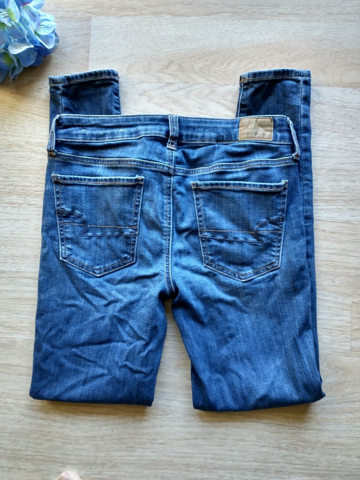 American Eagle Jegging Super Stretch Skinny Jeans Medium Wash Blue Women Sz.6 - Thumbnail 9