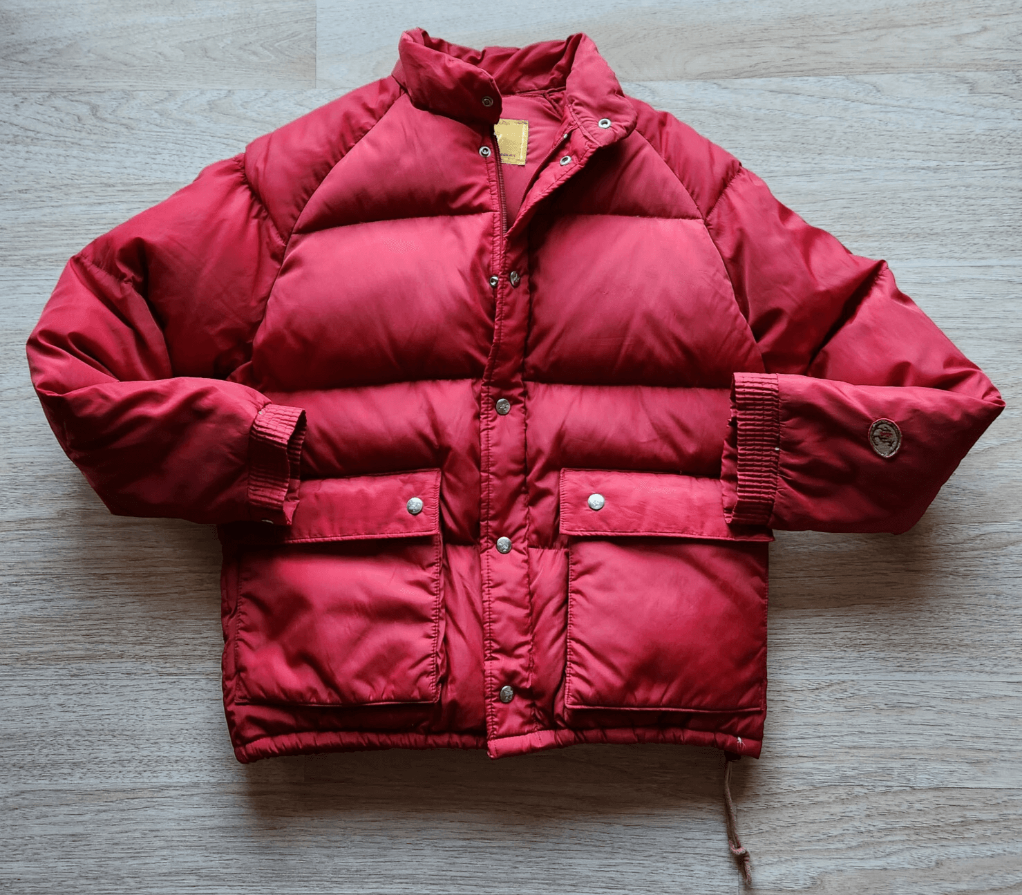 Vintage Camel Goose Down Feathers Puffer Jacket Men Medium Zip/Snap Pocket Red
