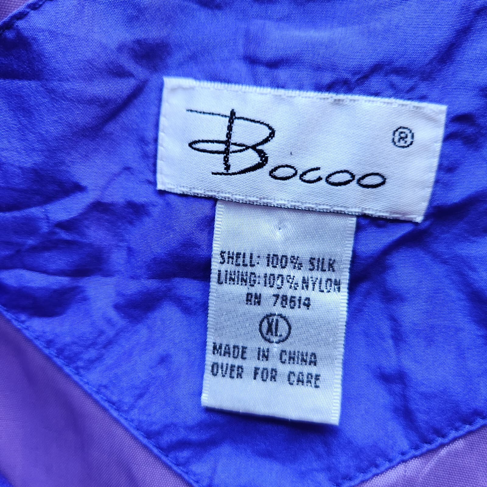 Vintage Bocoo 100% Silk Paisley Retro Windbreaker Track Jacket Purple Women's XL - Thumbnail 8