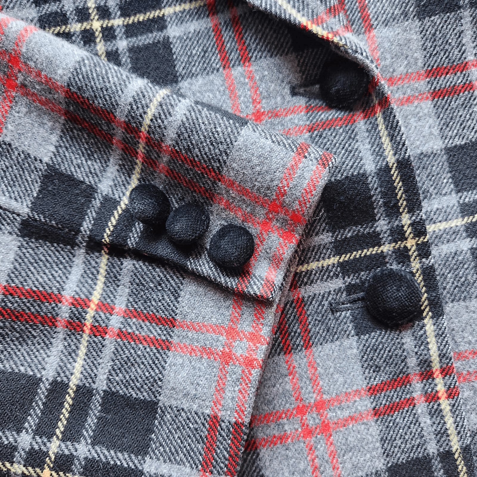 Vintage'50s Pendleton Wool Plaid Blazer Velvet-Collar Multicolor Women 18 USA - Thumbnail 6