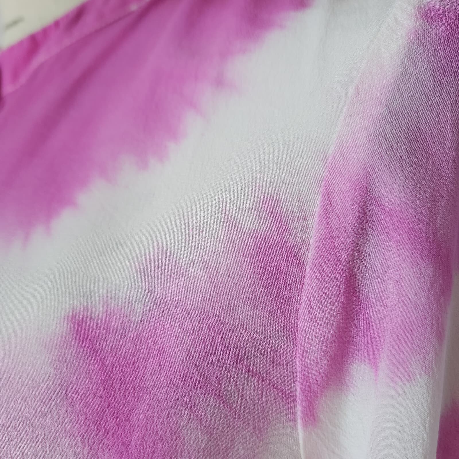 J.Crew 100%Silk Tie Dye Tunic Top Popover High Neck Long Sleeve Pink White Sz.XS - Thumbnail 4