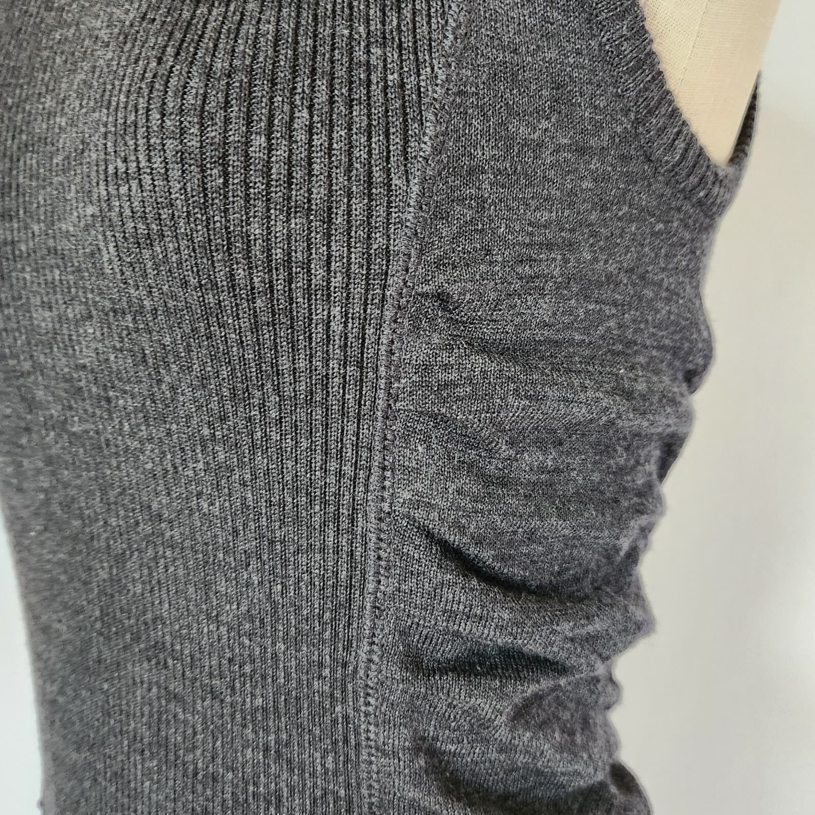 Calvin Klein Wool Blend Ruched Bodycon Dress Sleeveless Turtle Neck Black Sz.M - Thumbnail 5