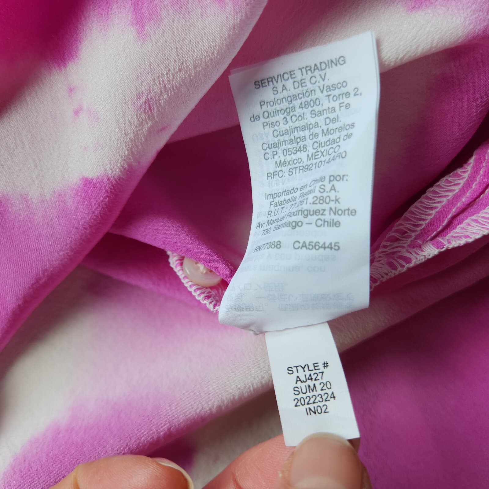 J.Crew 100%Silk Tie Dye Tunic Top Popover High Neck Long Sleeve Pink White Sz.XS - Thumbnail 10