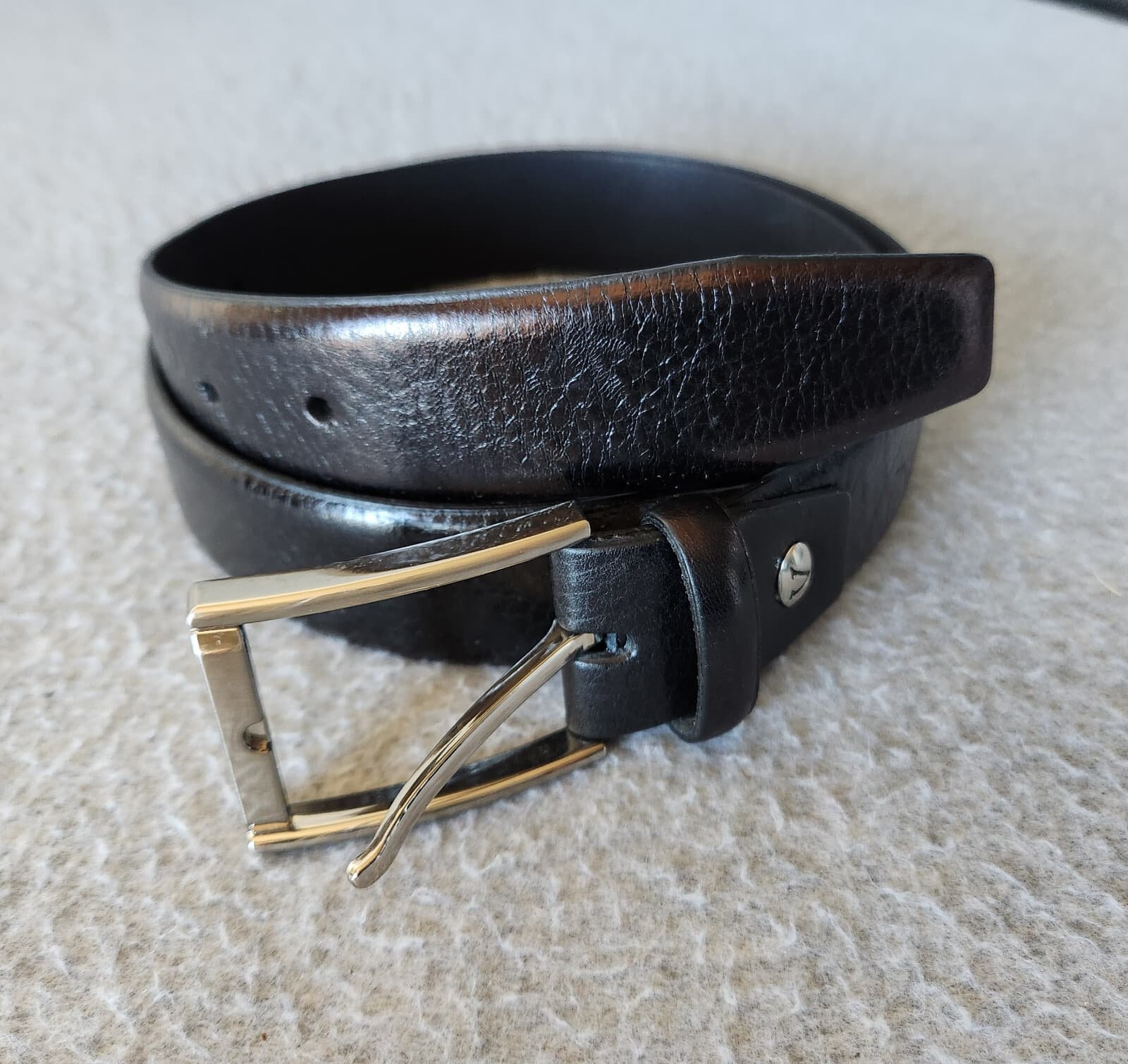 V.arco Valentino Handmade in Italy Genuine Leather 3.5cm. Belt Black Men's 42 - Thumbnail 3
