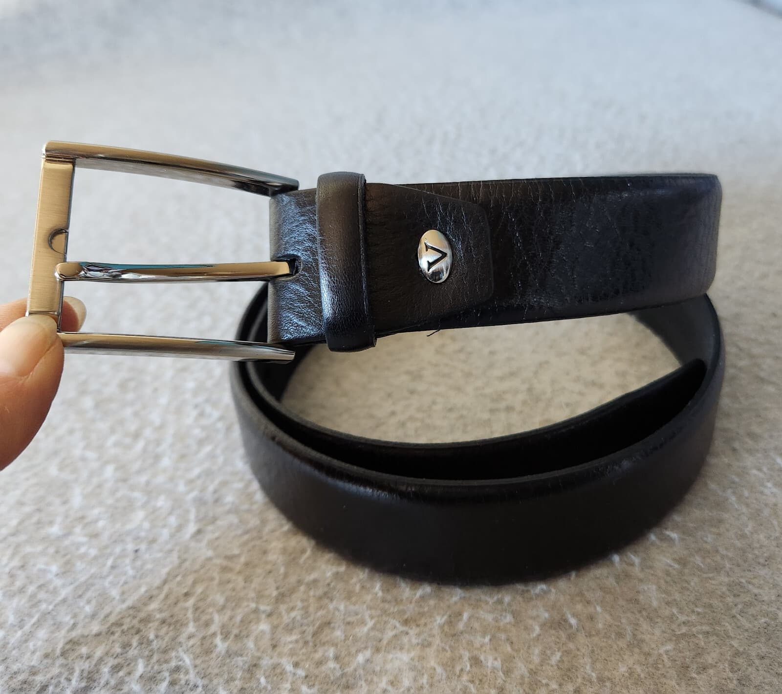 V.arco Valentino Handmade in Italy Genuine Leather 3.5cm. Belt Black Men's 42 - Thumbnail 2