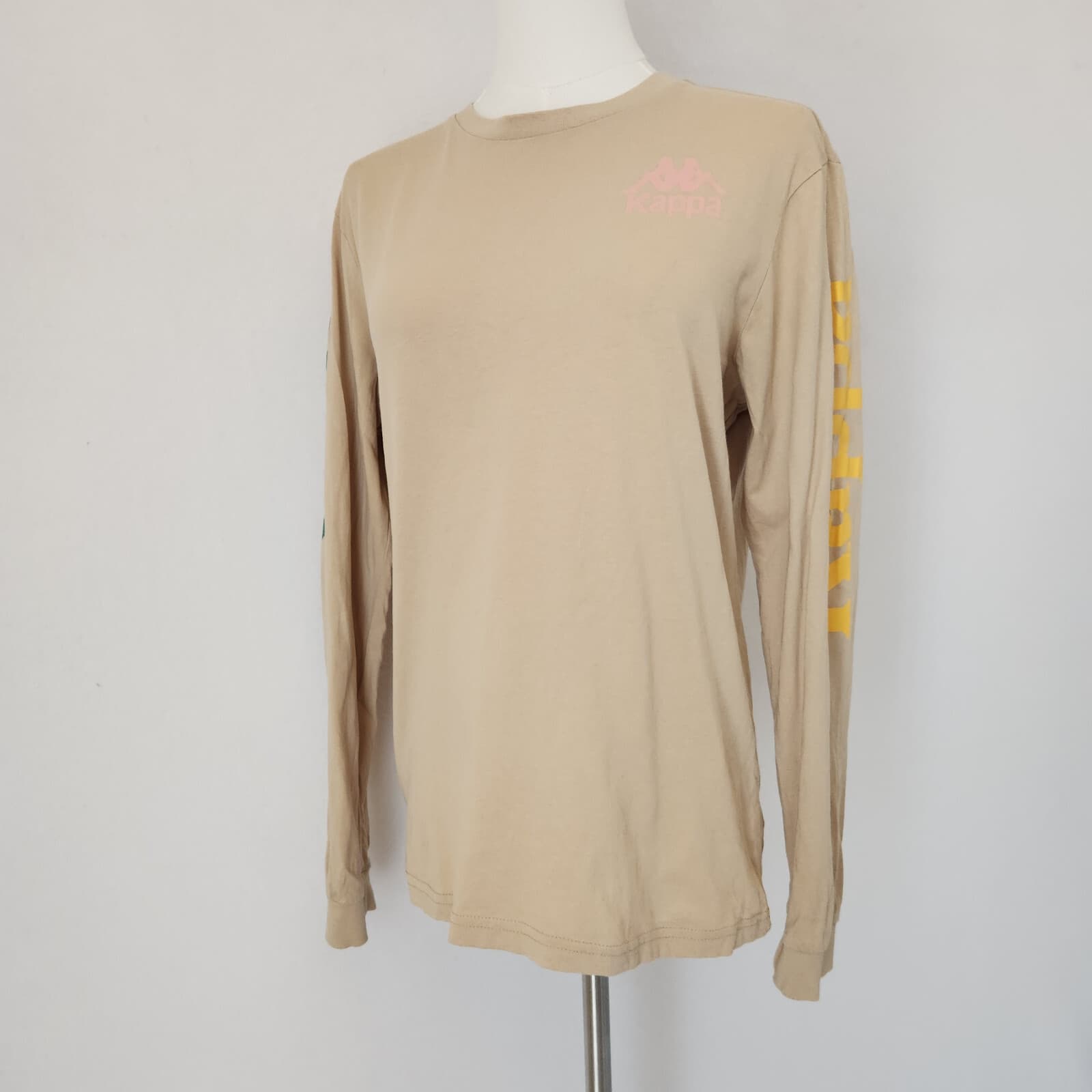 Kappa Authentic Ruiz Logo Spell-On Long Sleeve T-Shirt Crew Neck Beige Men's S - Thumbnail 5