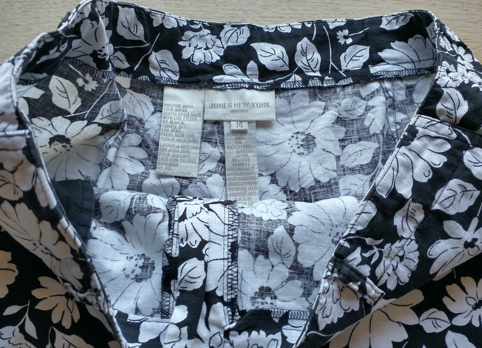Jones New York Sport Linen Cotton Blend Floral Shorts Front Zip Women Sz.14 - Thumbnail 5