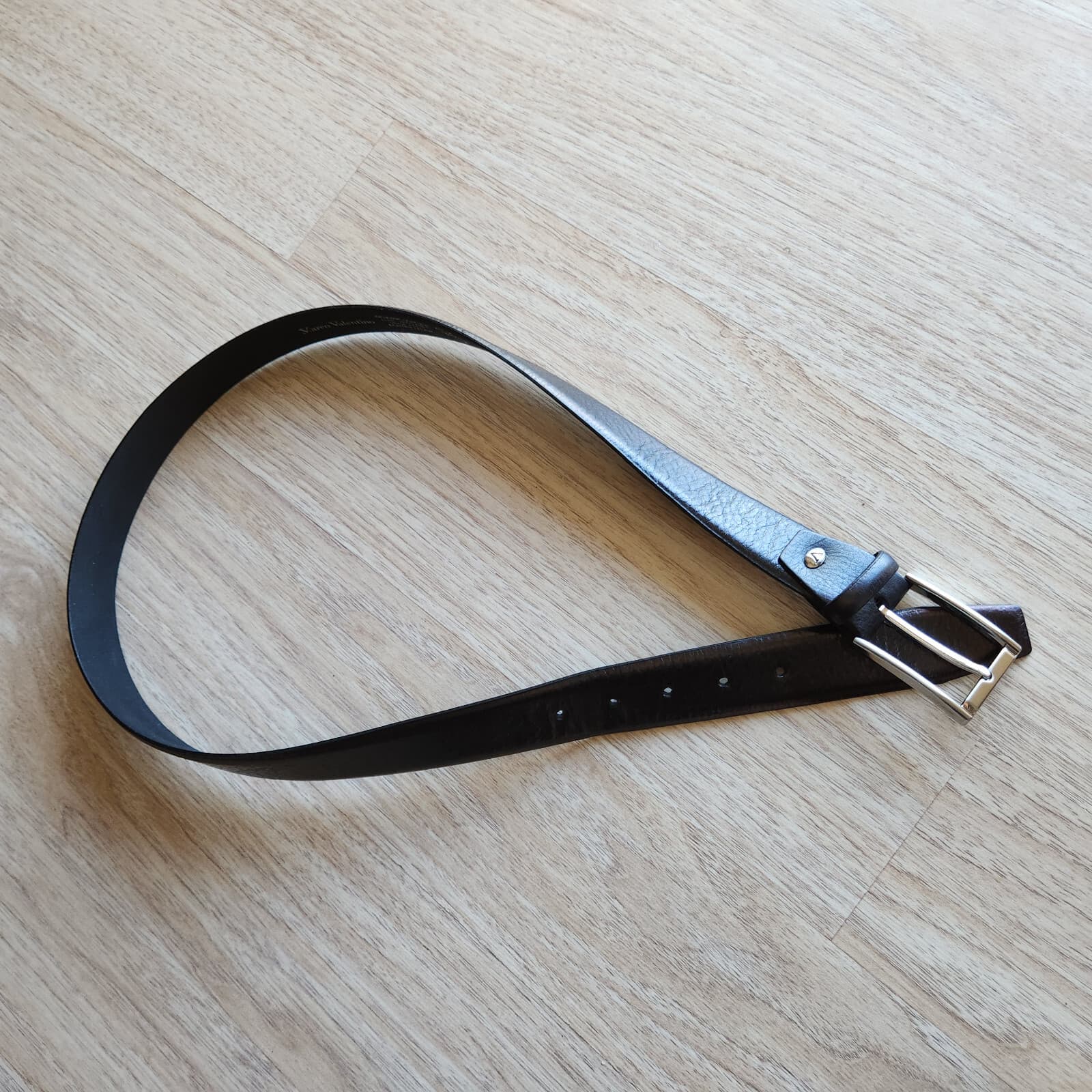 V.arco Valentino Handmade in Italy Genuine Leather 3.5cm. Belt Black Men's 42 - Thumbnail 5