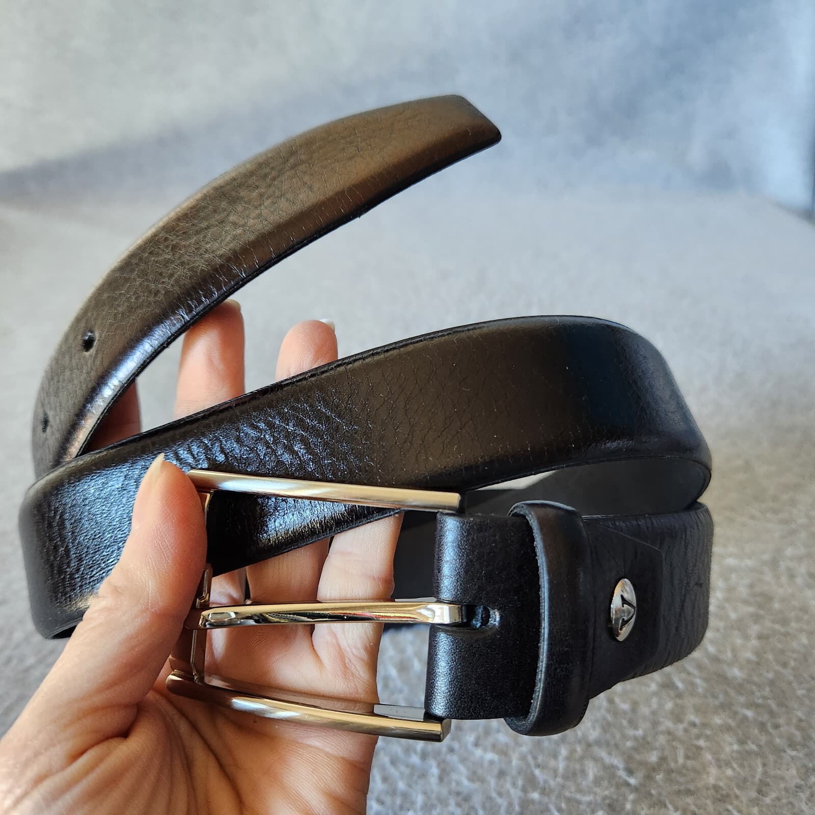 V.arco Valentino Handmade in Italy Genuine Leather 3.5cm. Belt Black Men's 42 - Thumbnail 4