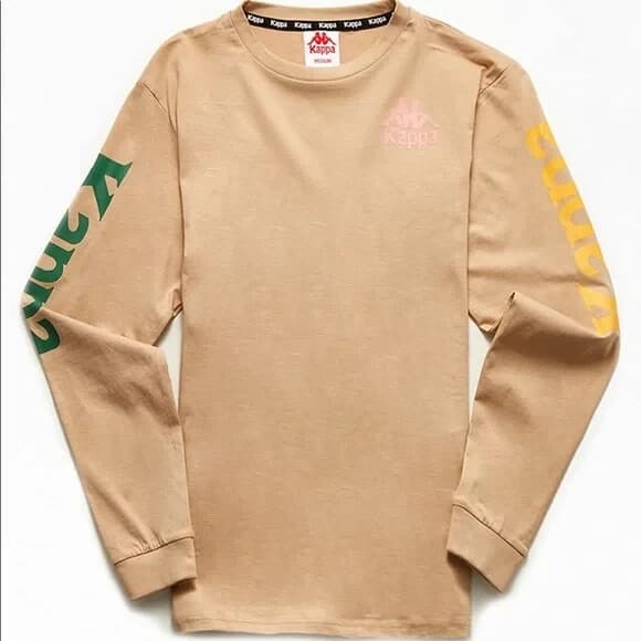 Kappa Authentic Ruiz Logo Spell-On Long Sleeve T-Shirt Crew Neck Beige Men's S - Thumbnail 2