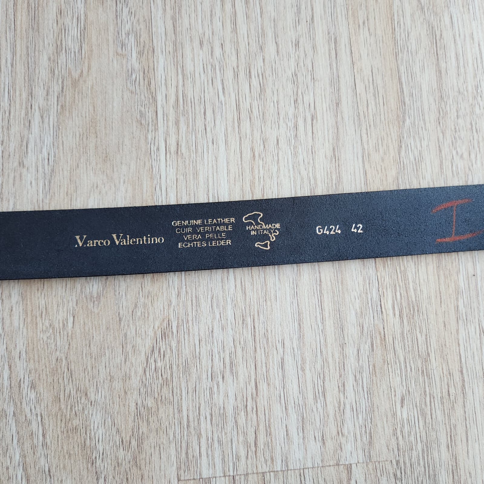 V.arco Valentino Handmade in Italy Genuine Leather 3.5cm. Belt Black Men's 42 - Thumbnail 9