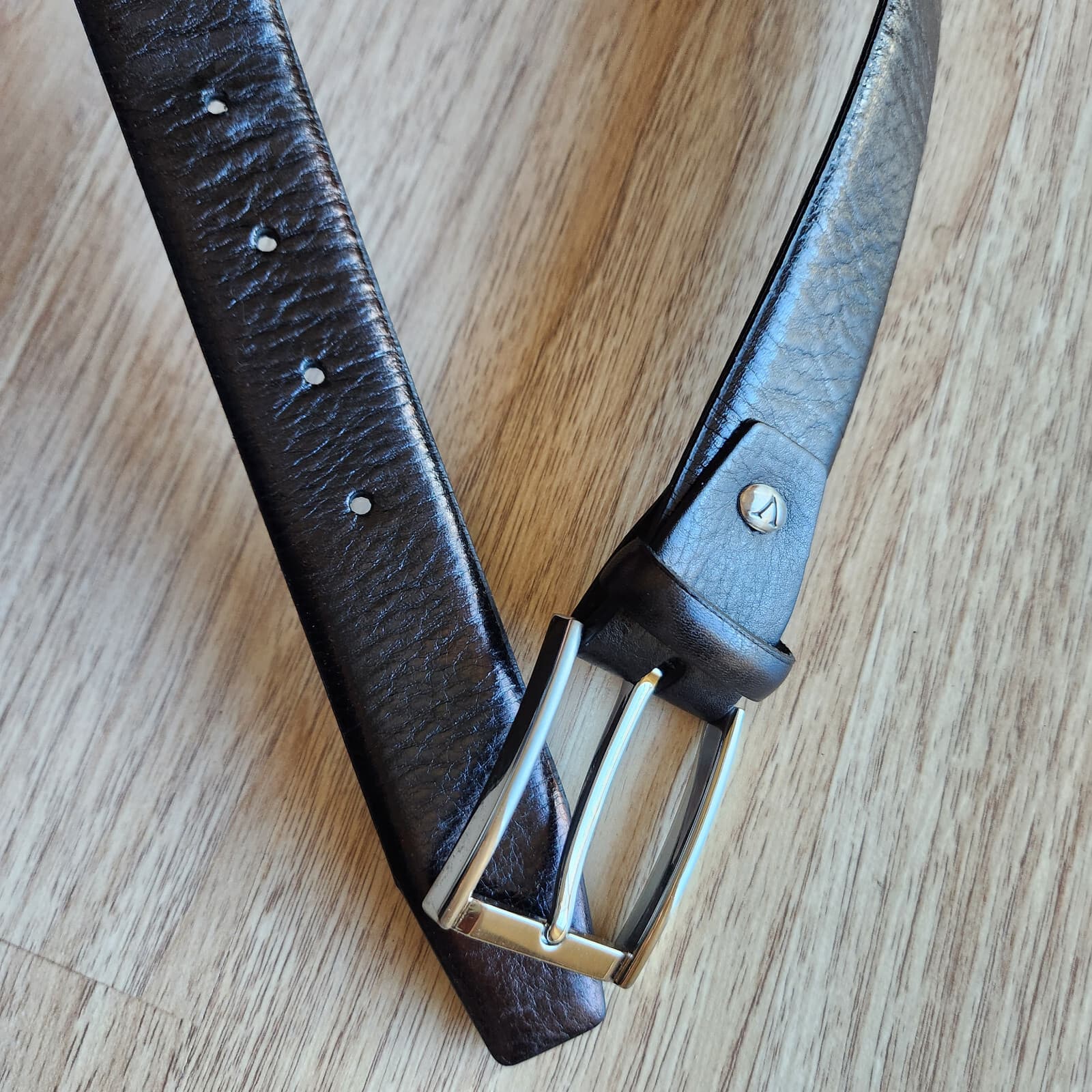 V.arco Valentino Handmade in Italy Genuine Leather 3.5cm. Belt Black Men's 42 - Thumbnail 6