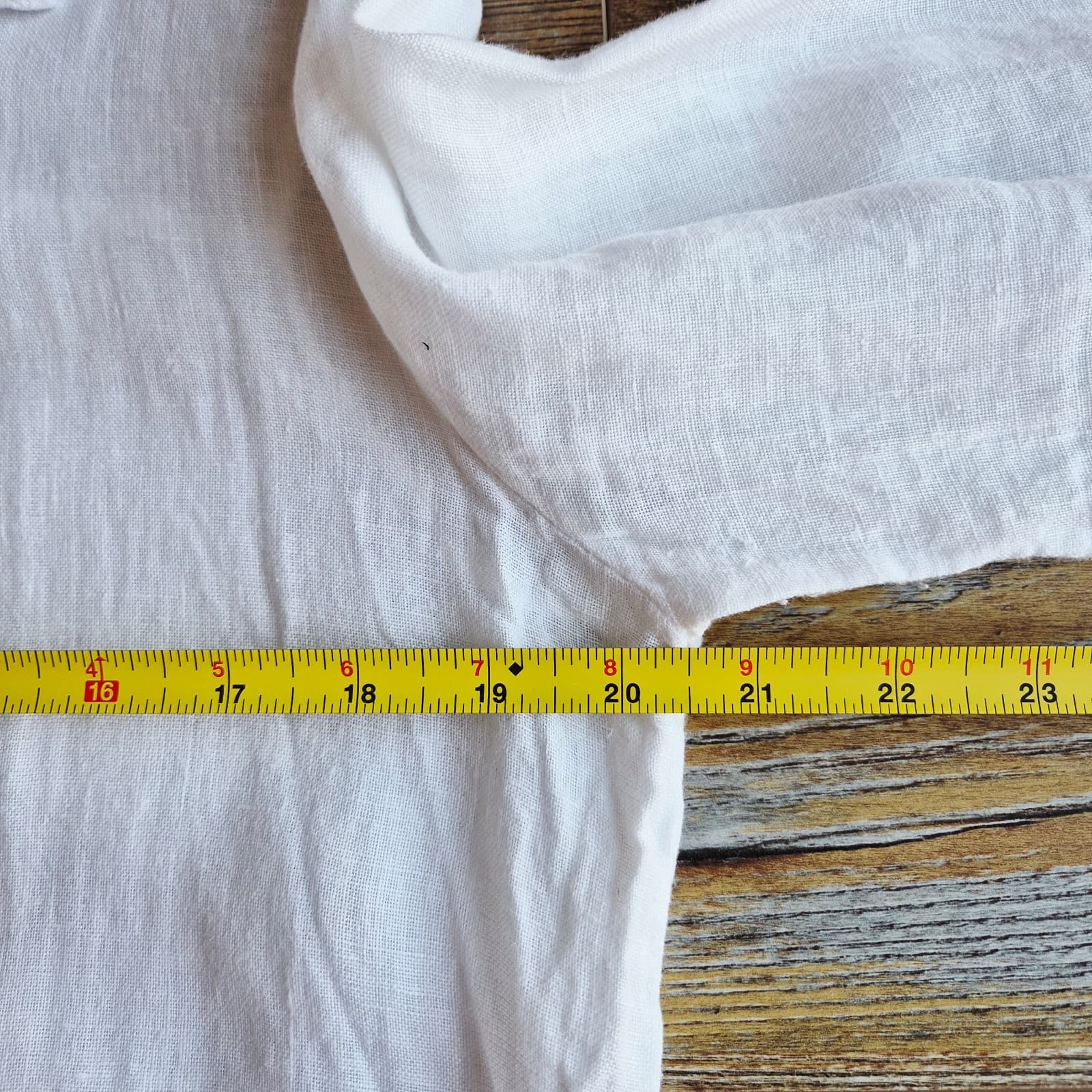 Lungo L'Arno Made in Italy Linen Pearl Button Shirt Roll Tap Sleeve White Sz.L - Thumbnail 8