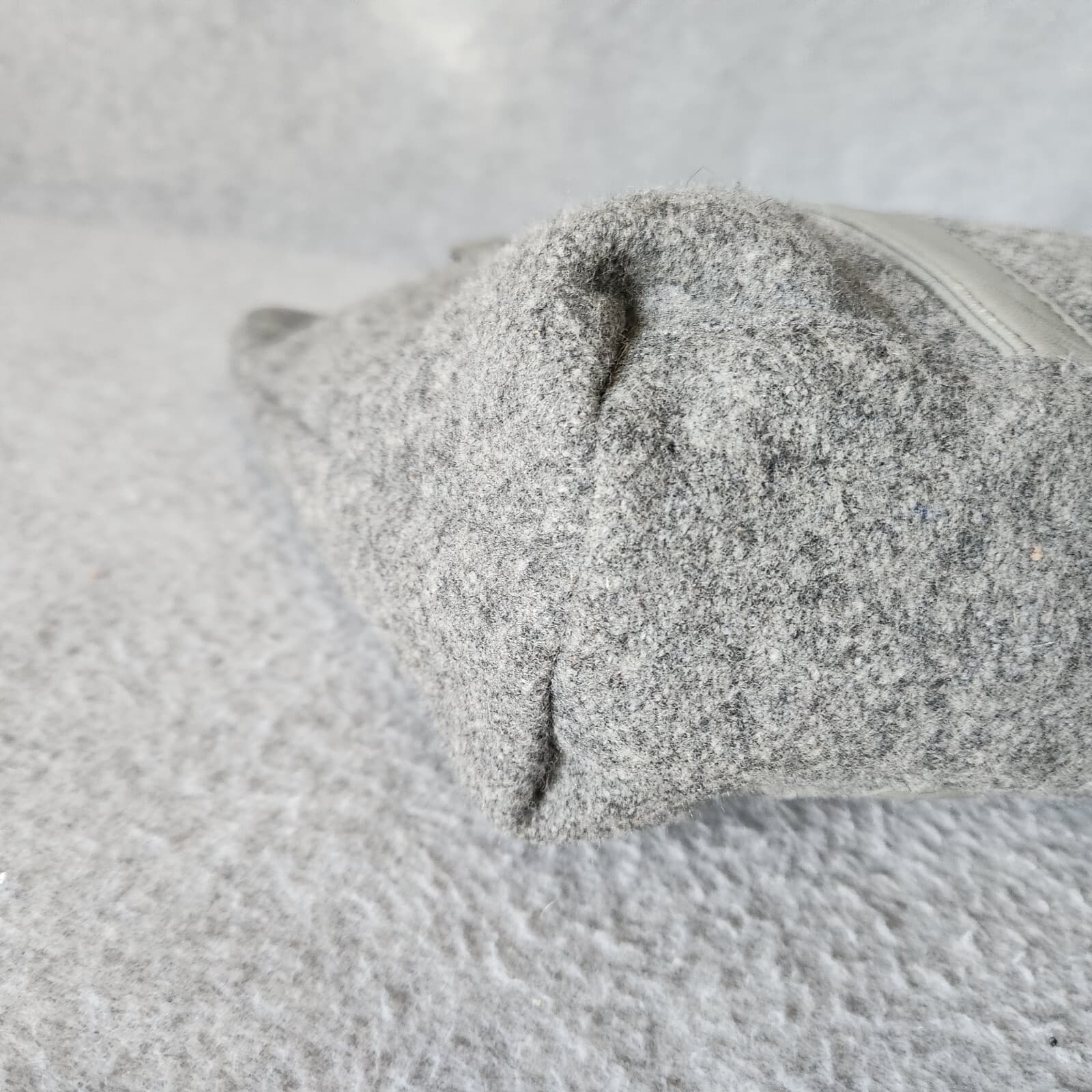 Californian Macasa Felted Lambwool Leather Tote Bag Zip-Closer Grey 16"x11" - Thumbnail 6