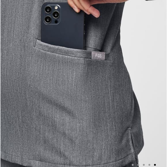 FIGS Technical Collection Casma 3 Pocket Scrub Top Short Sleeve Grey Women's S - Thumbnail 6
