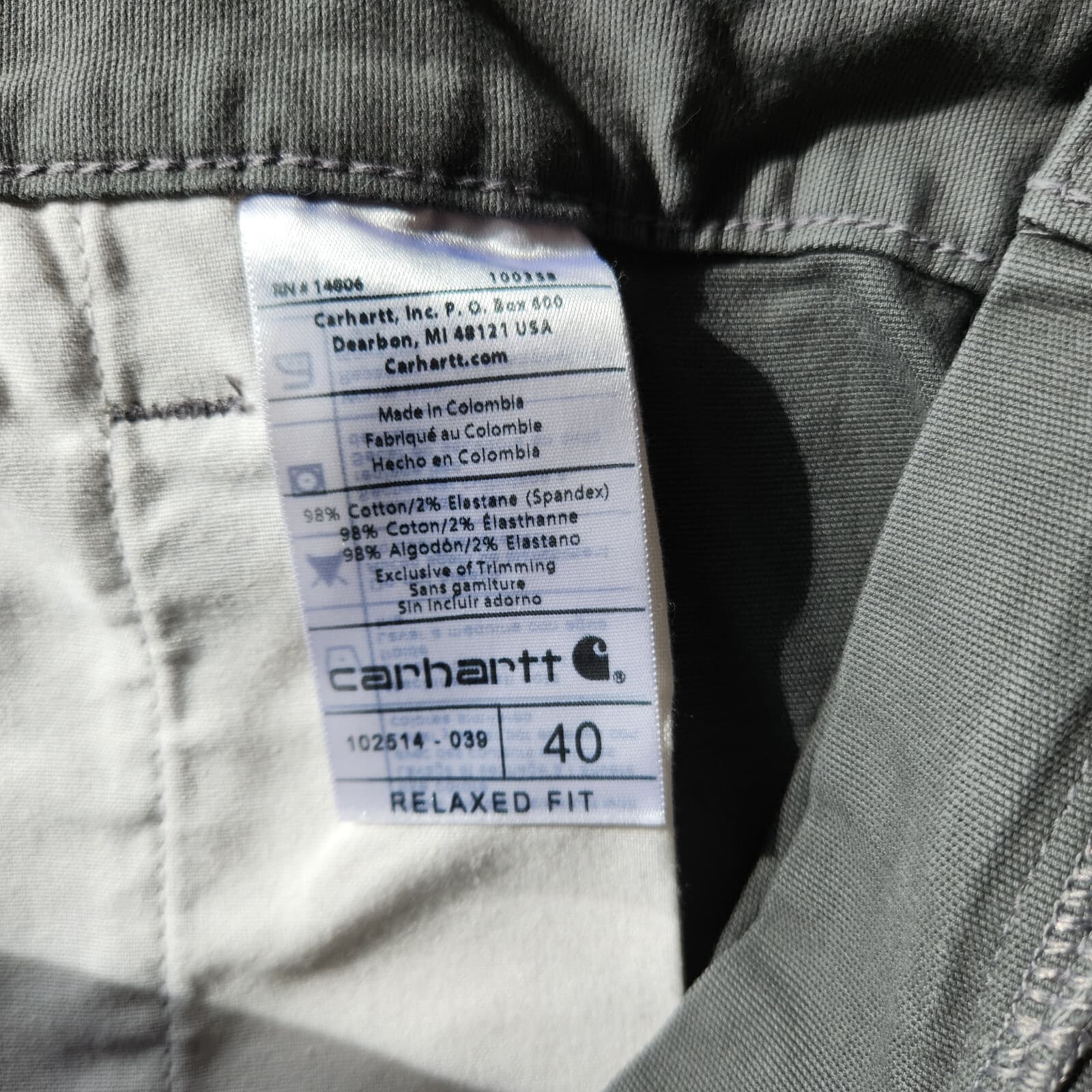 Carhartt Relaxed Fit Ripstop Work Utility Shorts Zip Duck Canvas Grey Men's 40 - Thumbnail 6