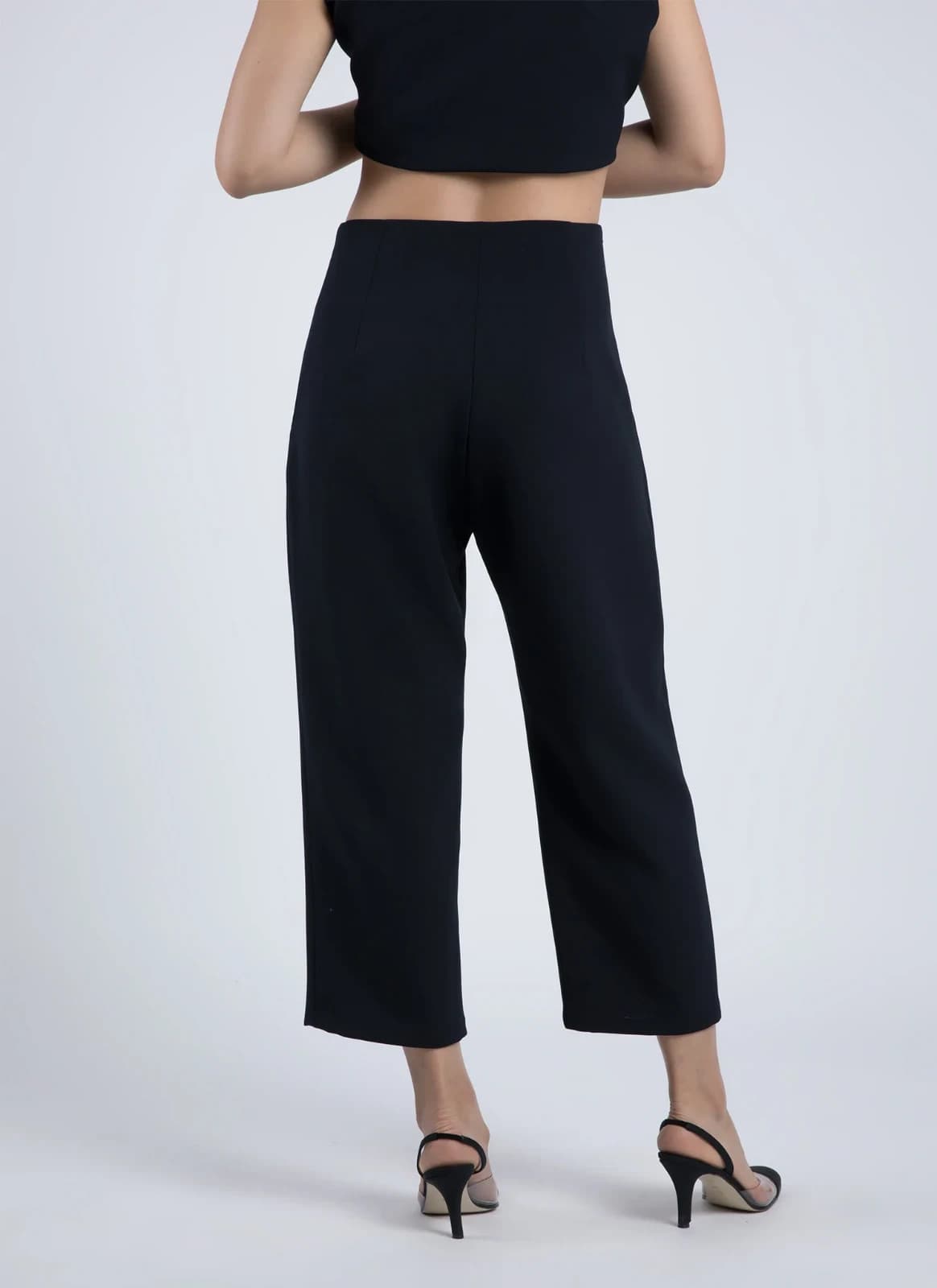 Kaarem Sua Tapered Trouser High Waist Relaxed Fit Cropped Pocket Zip Black Sz.XS - Thumbnail 9