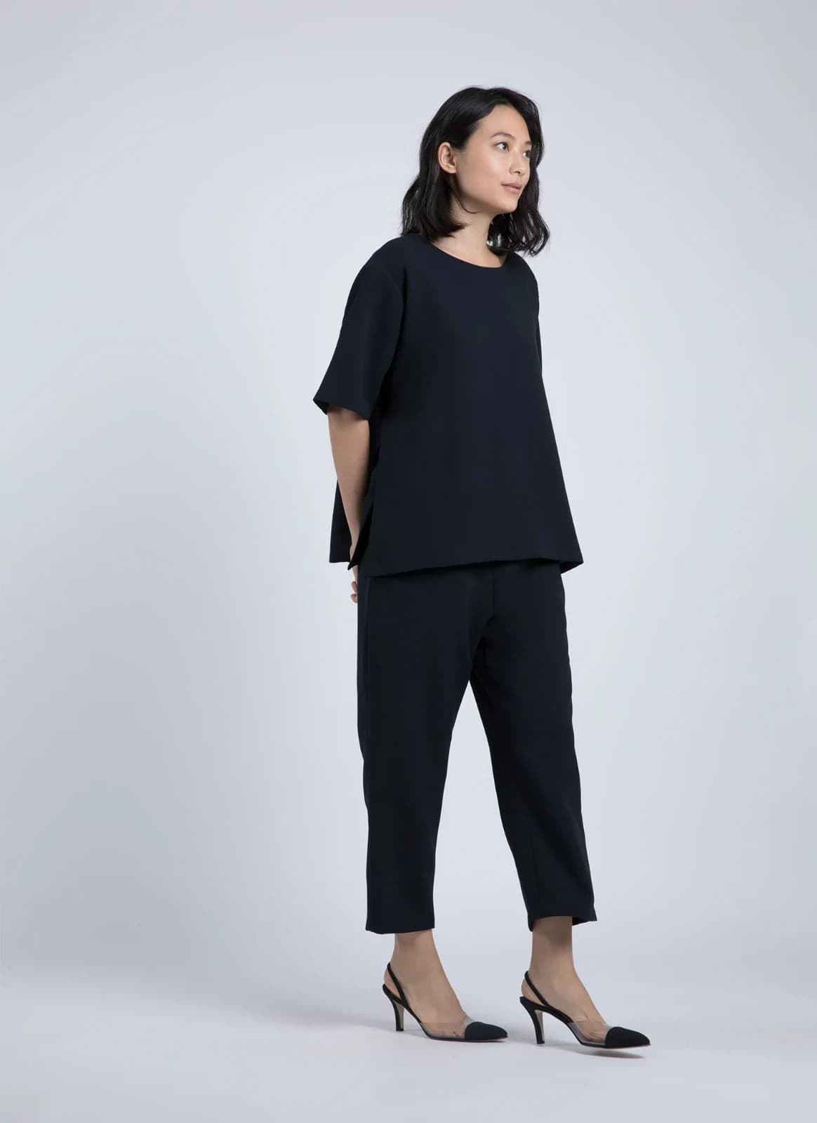 Kaarem Sua Tapered Trouser High Waist Relaxed Fit Cropped Pocket Zip Black Sz.XS - Thumbnail 7