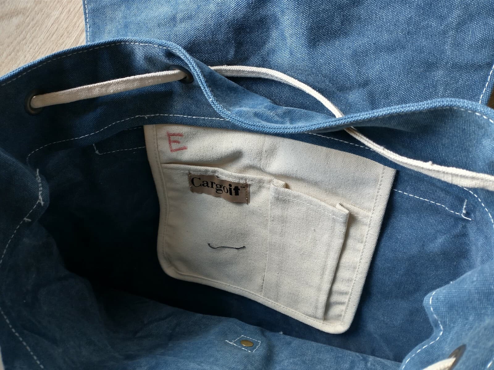 NWT Cargoit Cotton Canvas Backpack Bag Pockets Blue Buckle Snap Size Large - Thumbnail 6