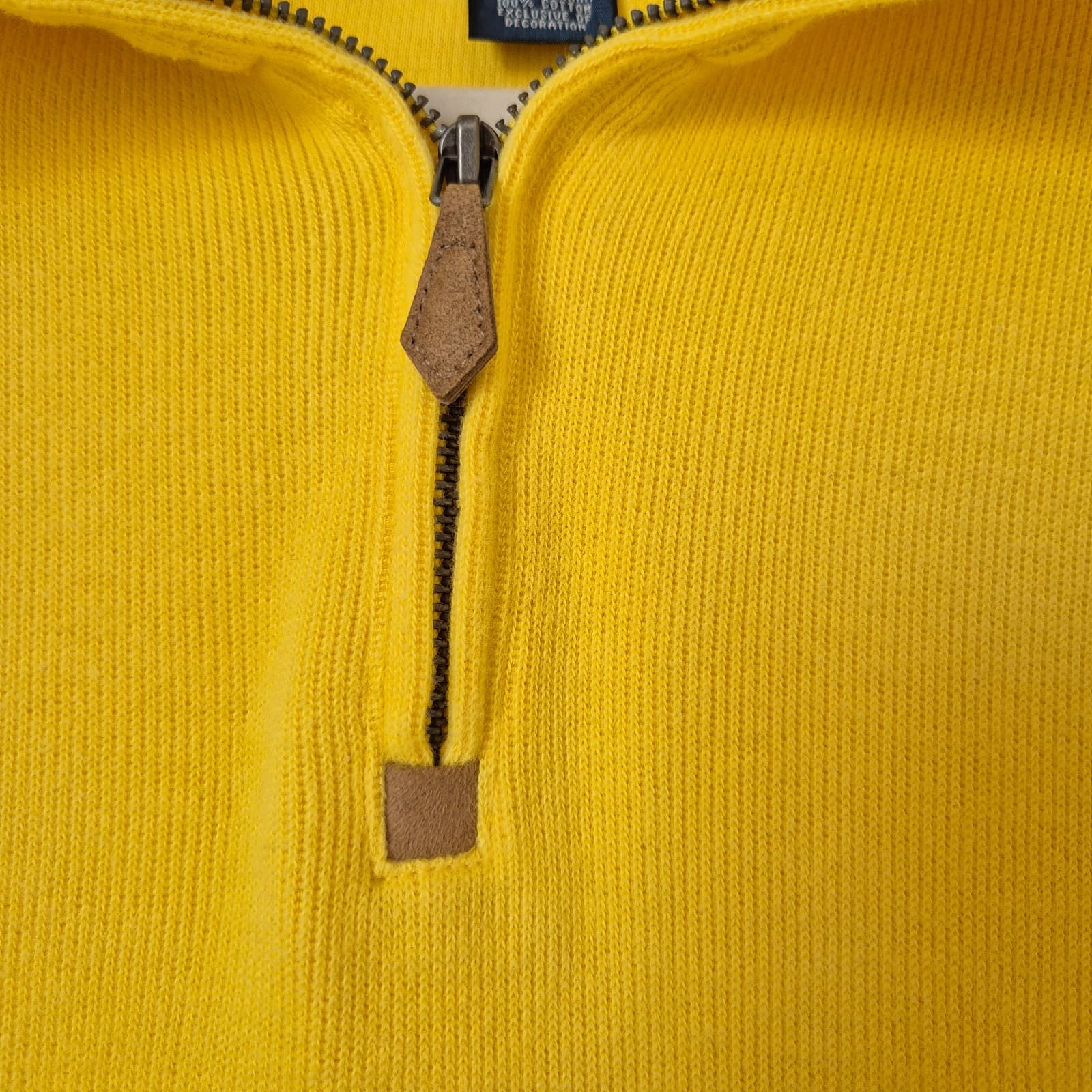 Vintage Polo by Ralph Lauren Pony Mens XL Cotton 1/4 Zip Pullover Sweater Yellow - Thumbnail 3