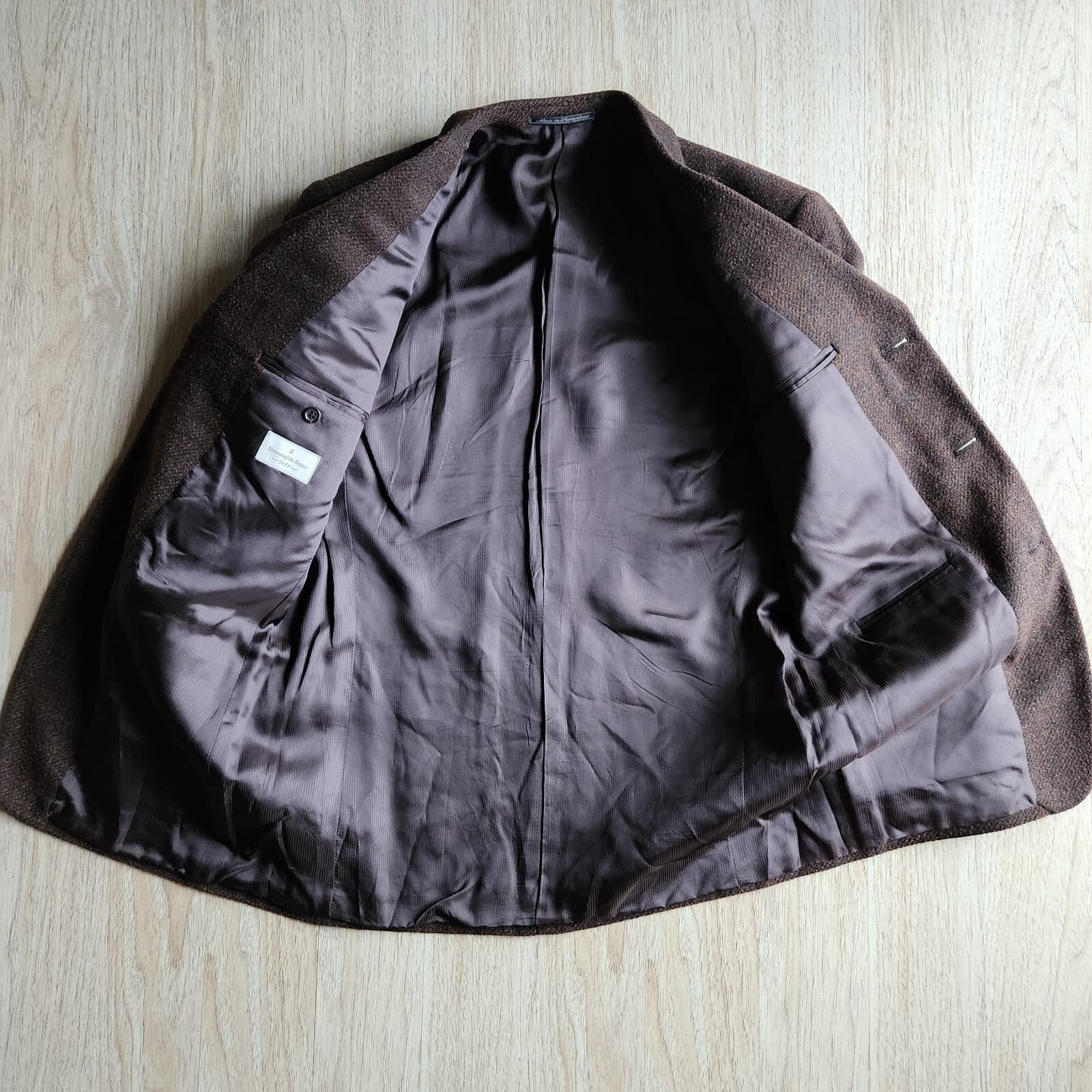 Ermenegildo Zegna Soft Made in Switzerland Tweet Wool Blend Sport Coat Brown 50 - Thumbnail 5
