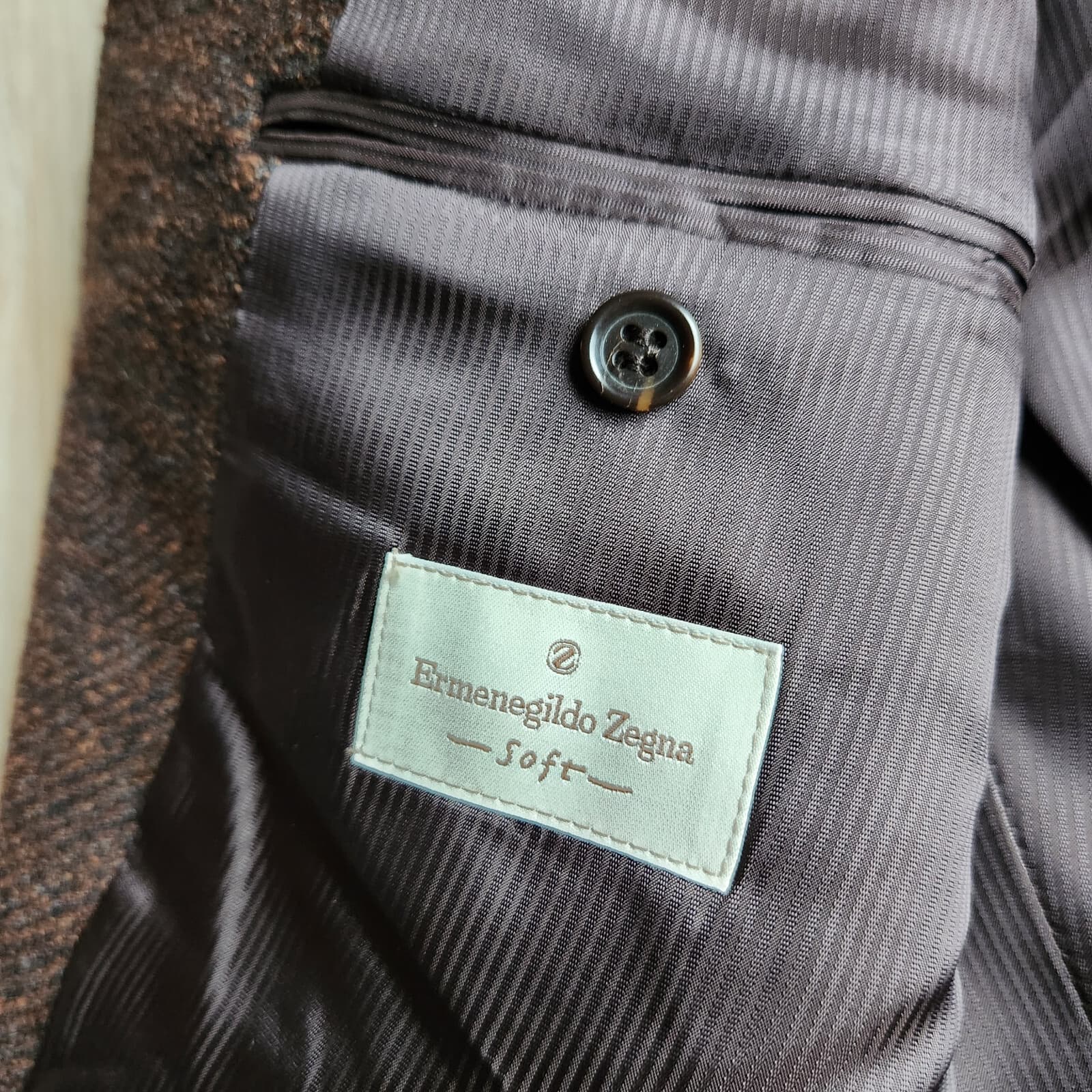 Ermenegildo Zegna Soft Made in Switzerland Tweet Wool Blend Sport Coat Brown 50 - Thumbnail 6