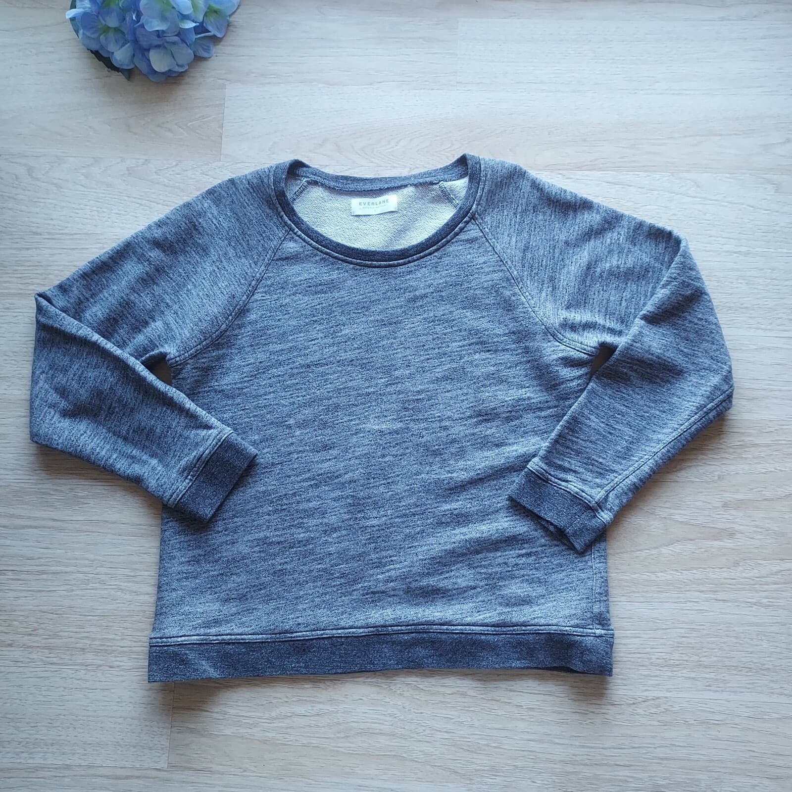 Everlane Heathered Sweatshirt Pullover Scoop Neck Grey 100% Cotton Women Sz.L - Thumbnail 3