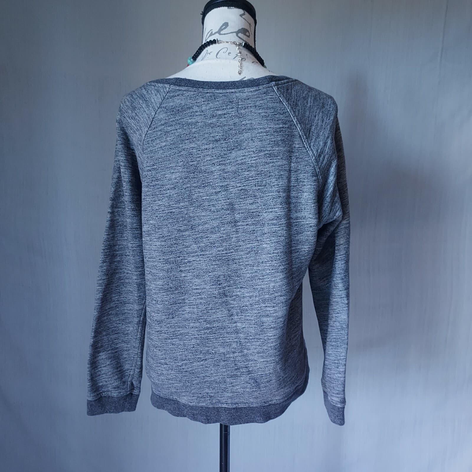 Everlane Heathered Sweatshirt Pullover Scoop Neck Grey 100% Cotton Women Sz.L - Thumbnail 5