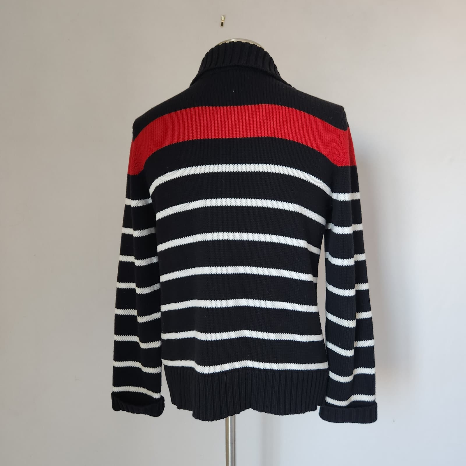 Lauren Ralph Lauren Gold Turn-Lock Pullover Sweater Multicolor Stripe Cotton M - Thumbnail 6