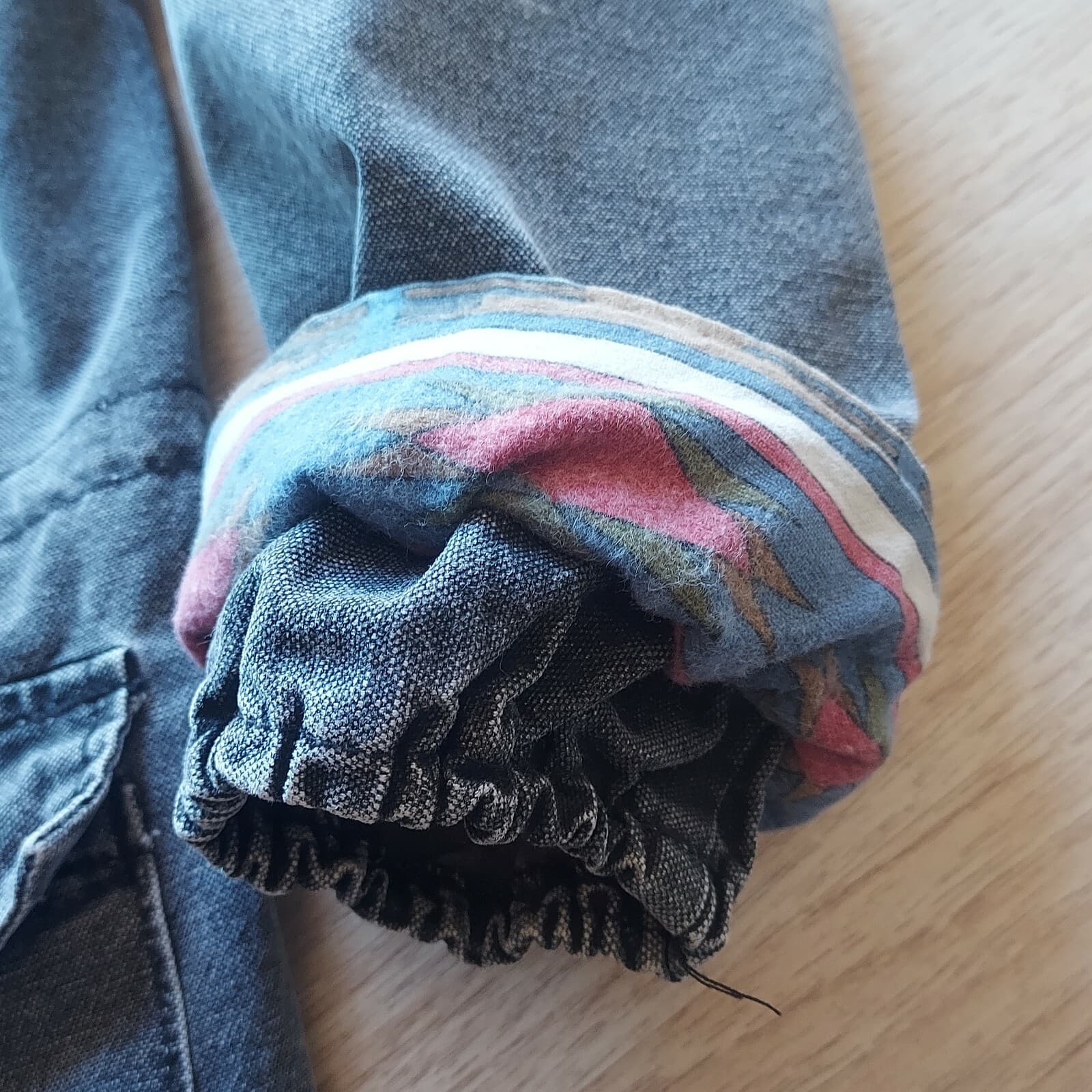 Vintage The Wear Of The West Denim Jacket Zip-Snap Pocket Charcoal M Made in USA - Thumbnail 4
