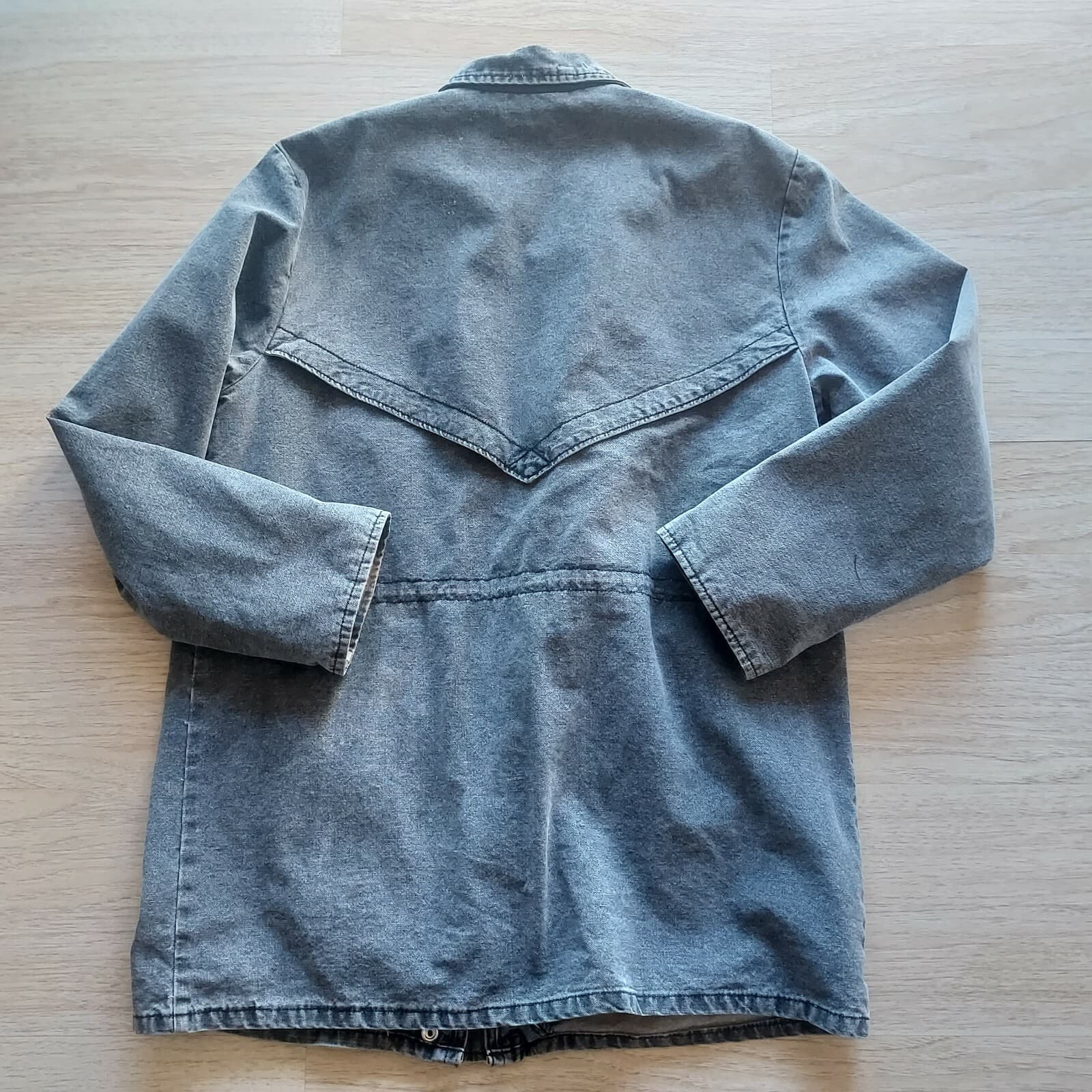 Vintage The Wear Of The West Denim Jacket Zip-Snap Pocket Charcoal M Made in USA - Thumbnail 5