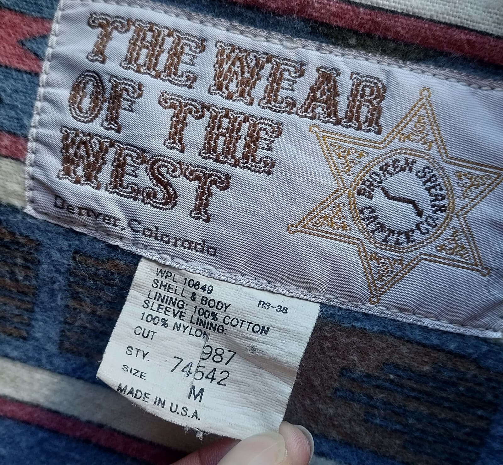 Vintage The Wear Of The West Denim Jacket Zip-Snap Pocket Charcoal M Made in USA - Thumbnail 6