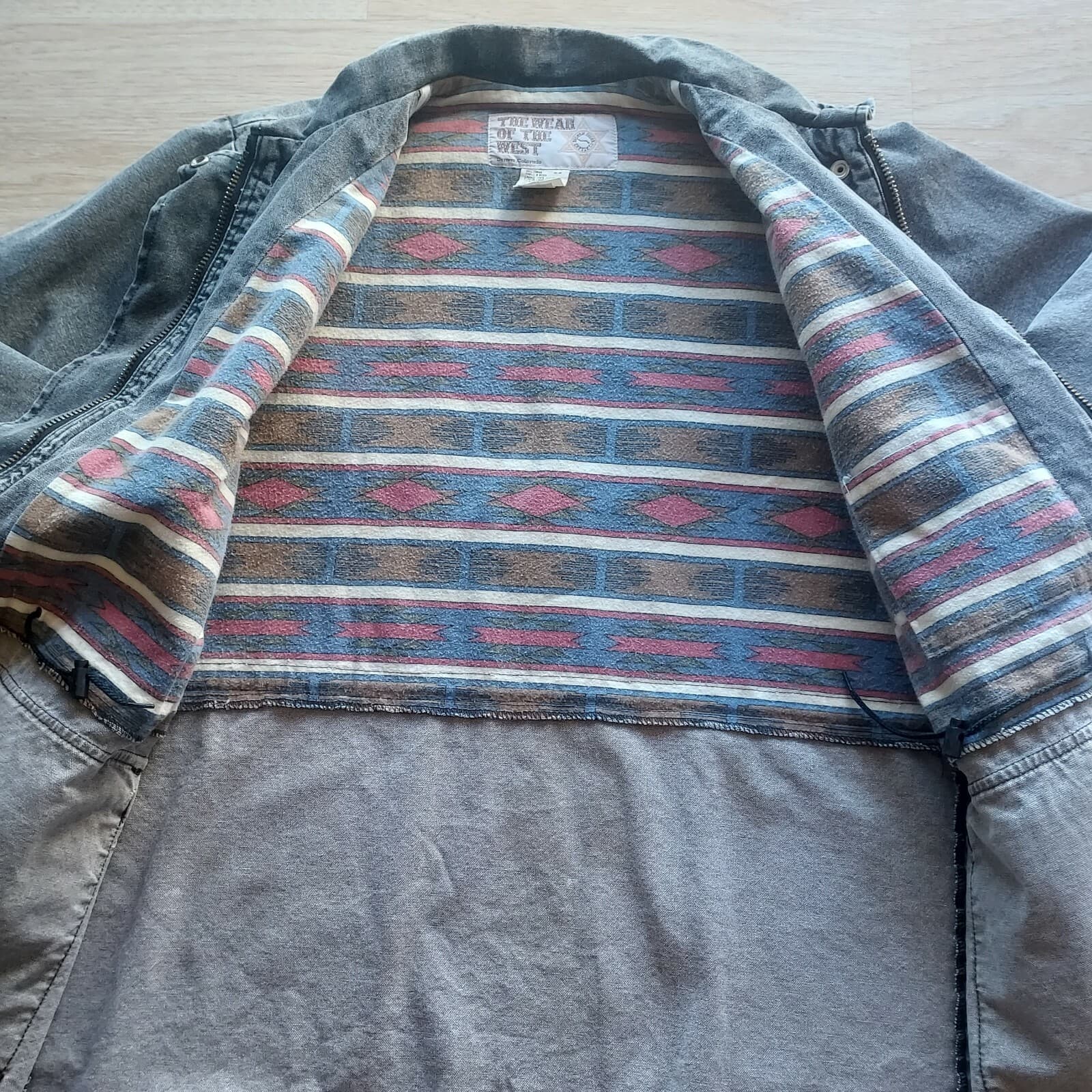 Vintage The Wear Of The West Denim Jacket Zip-Snap Pocket Charcoal M Made in USA - Thumbnail 8