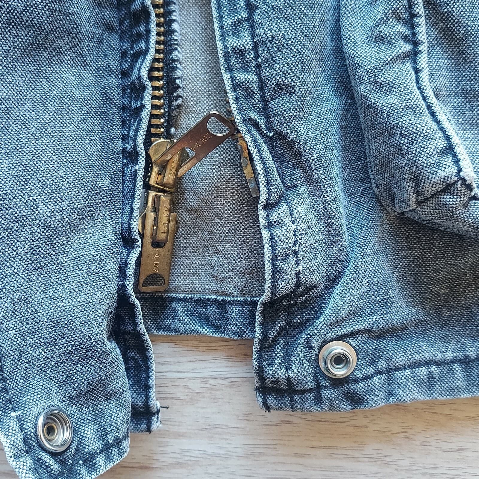 Vintage The Wear Of The West Denim Jacket Zip-Snap Pocket Charcoal M Made in USA - Thumbnail 3