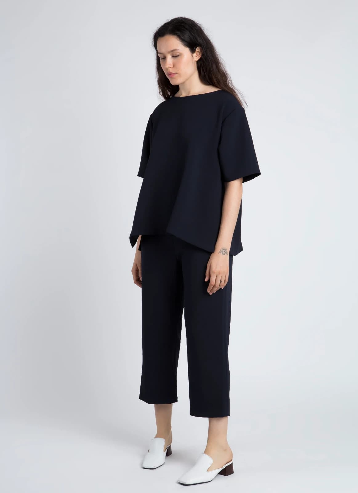 Kaarem Sua Tapered Trouser High Waist Relaxed Fit Cropped Pocket Zip Black Sz.XS - Thumbnail 6