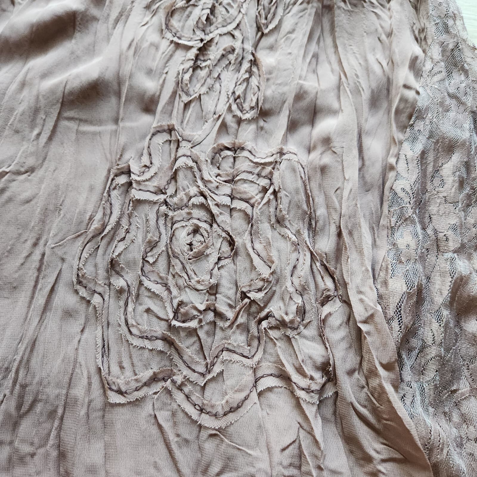 NWT Pretty Angel Silk Blend Embroidered Lace Chiffon Dress Sleeveless Brown Sz.S - Thumbnail 7