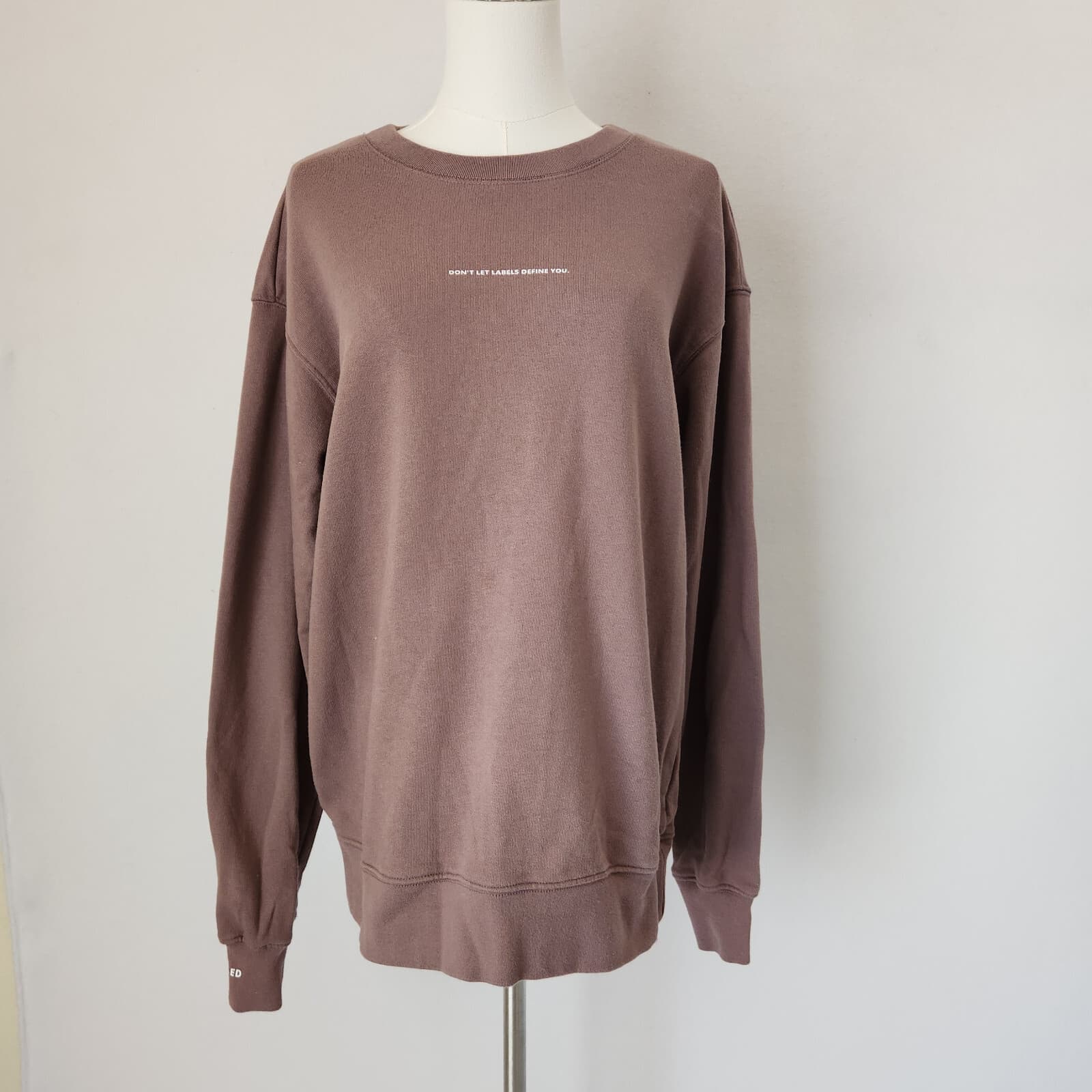 Unlabeled French Terry Pigment Wash Sweatshirt Crew Cotton Blend Mauve Unisex M - Thumbnail 3