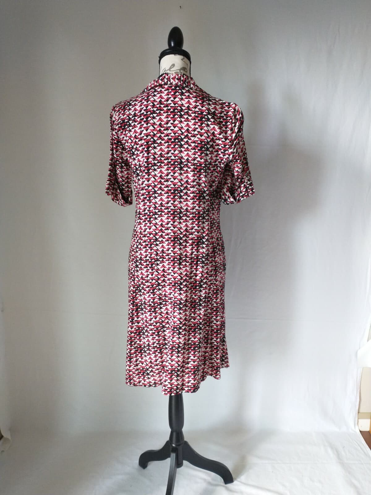 J.JILL Rayon Tunic Shirt Dress Button-Down Short Sleeve Pocket Geo-Print Sz.4 - Thumbnail 4