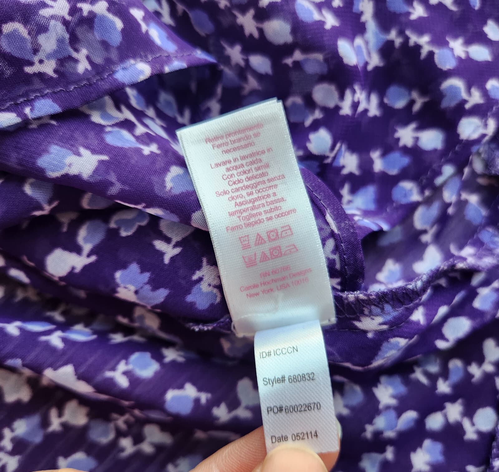 NWT Oscar De La Renta Pink Label Floral Sheer Chiffon Maxi Nightgown Purple XS - Thumbnail 10