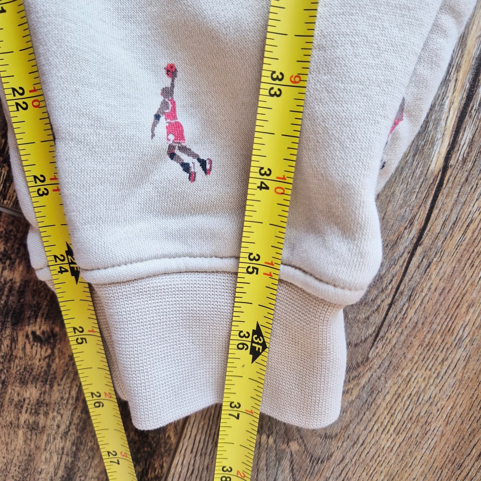 NWoT Nike Air Jordan MJ Essentials Holiday Fleece Pant All Over Print Beige Sz.S - Thumbnail 14