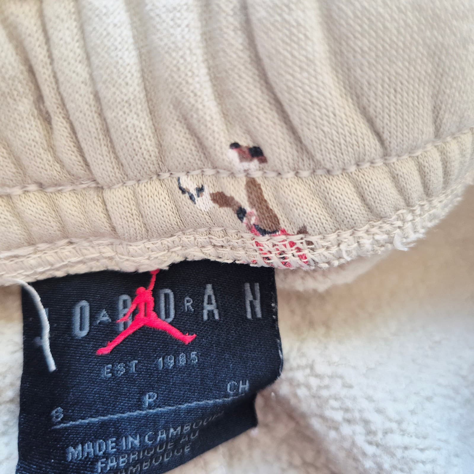 NWoT Nike Air Jordan MJ Essentials Holiday Fleece Pant All Over Print Beige Sz.S - Thumbnail 10
